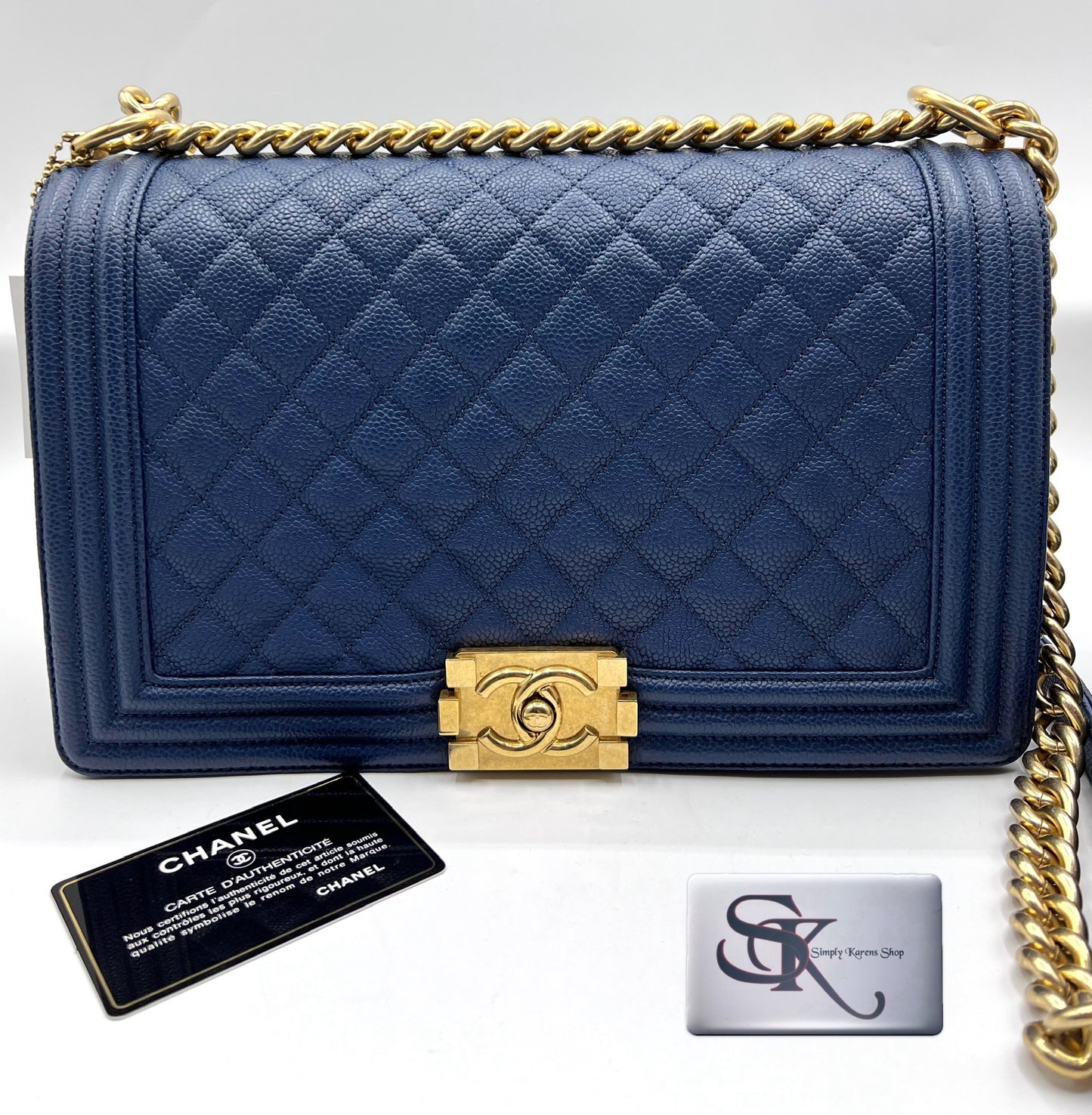 Chanel Caviar Leboy Navy Blue New Medium G.H.                    (🇵🇭P344,000)