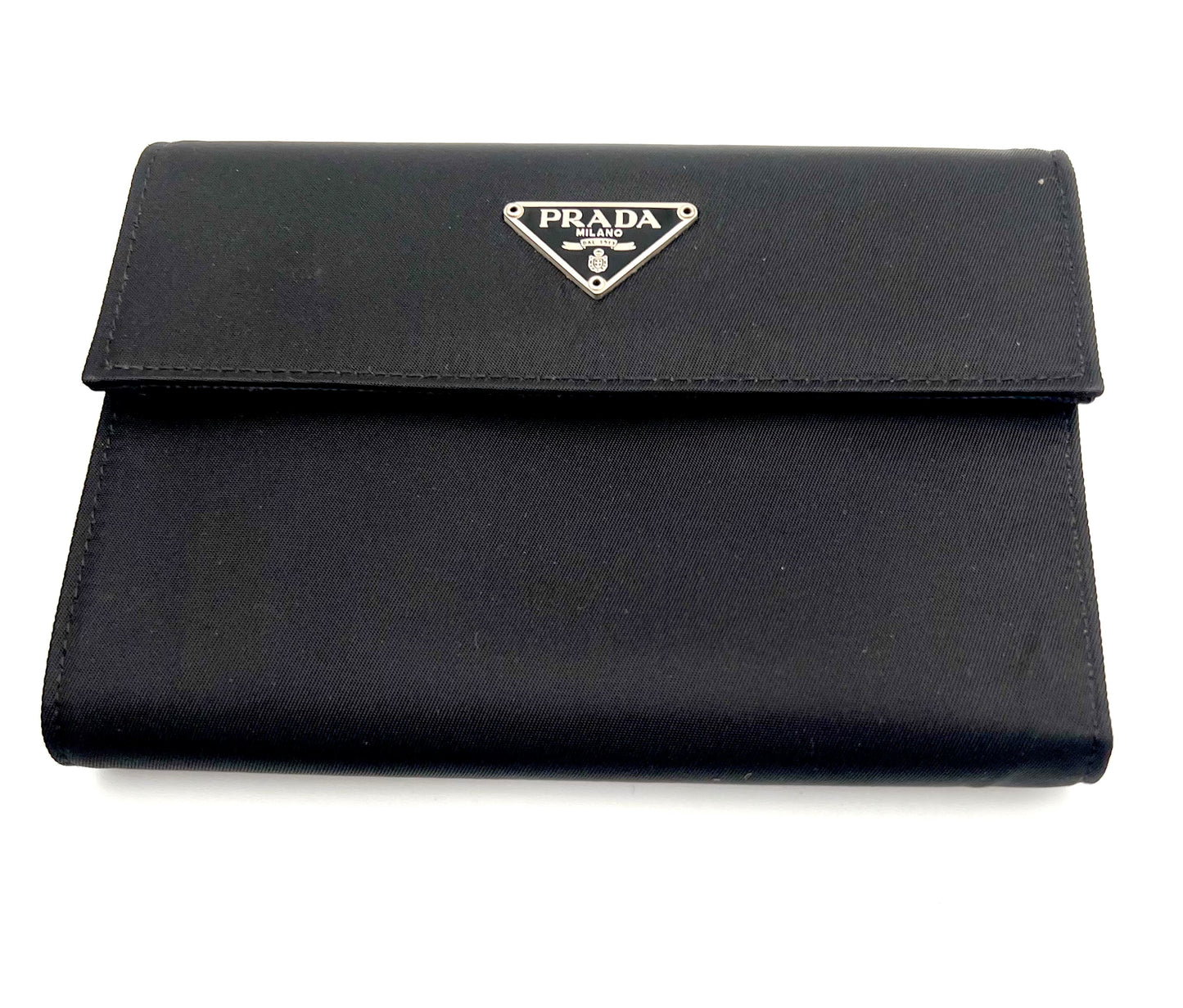 Prada Tessuto Pocono Logo Black Nylon Semi Long Wallet  (🇵🇭P13,760)