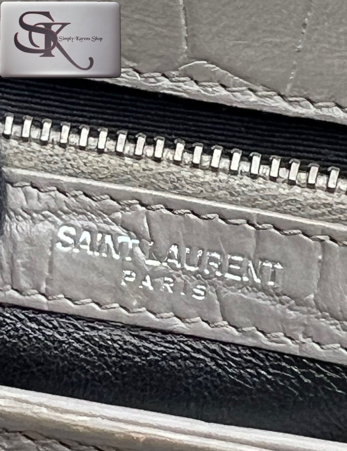 Yves Saint Laurent Gray  Croc Embossed leather College 2 way bag mm size (🇵🇭P72,240)