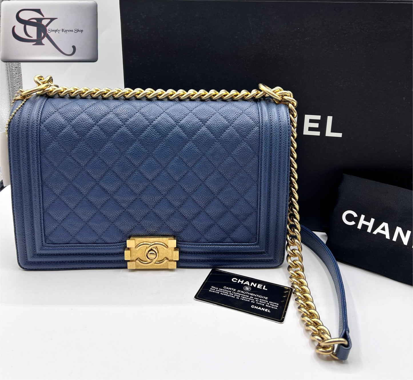 Chanel Caviar Leboy Navy Blue New Medium G.H.                    (🇵🇭P344,000)