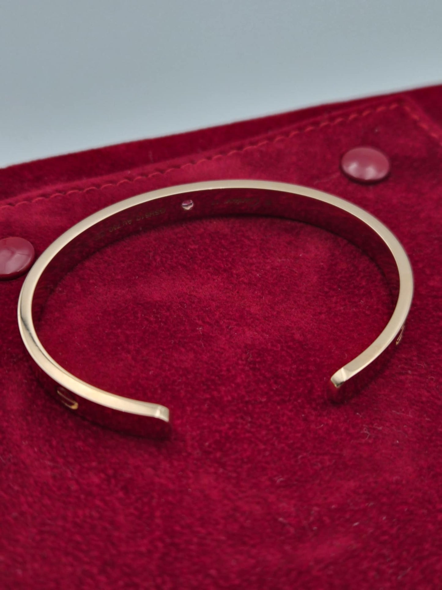 Cartier Love cuff Bracelet 18K  Pink Gold w/ Pink Sapphire 25.68g 16cm