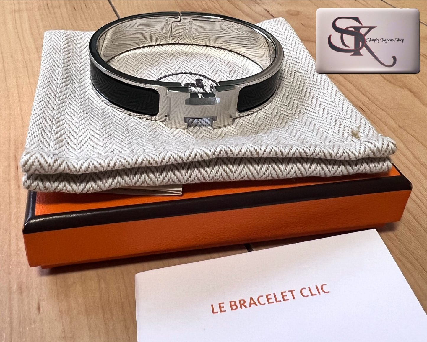 Hermes Clic Clac Black Enamel Silver Hard ware