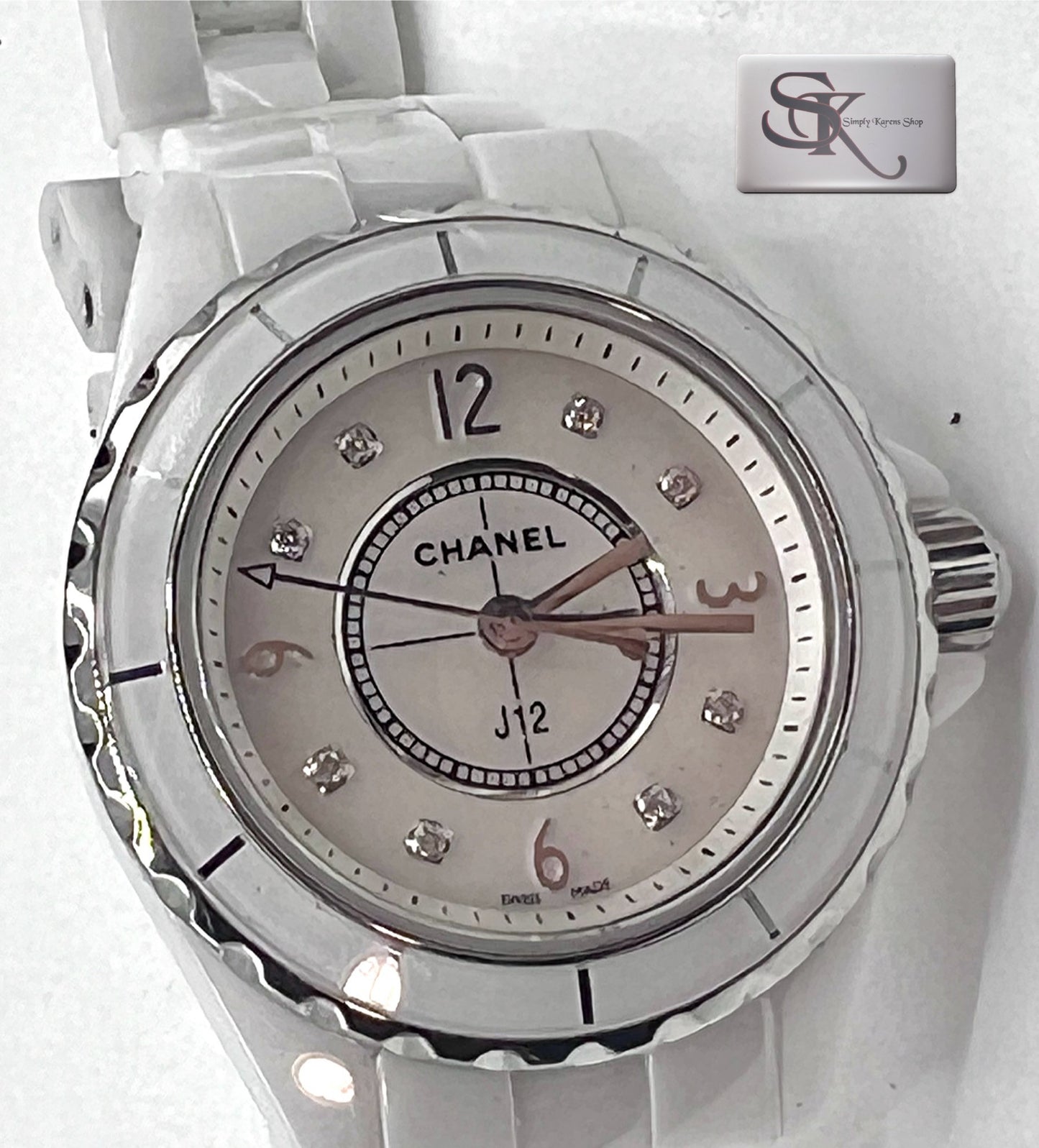 Chanel J12 w/8pcs Dia /shell dial/ Ceramic Strap 29mm