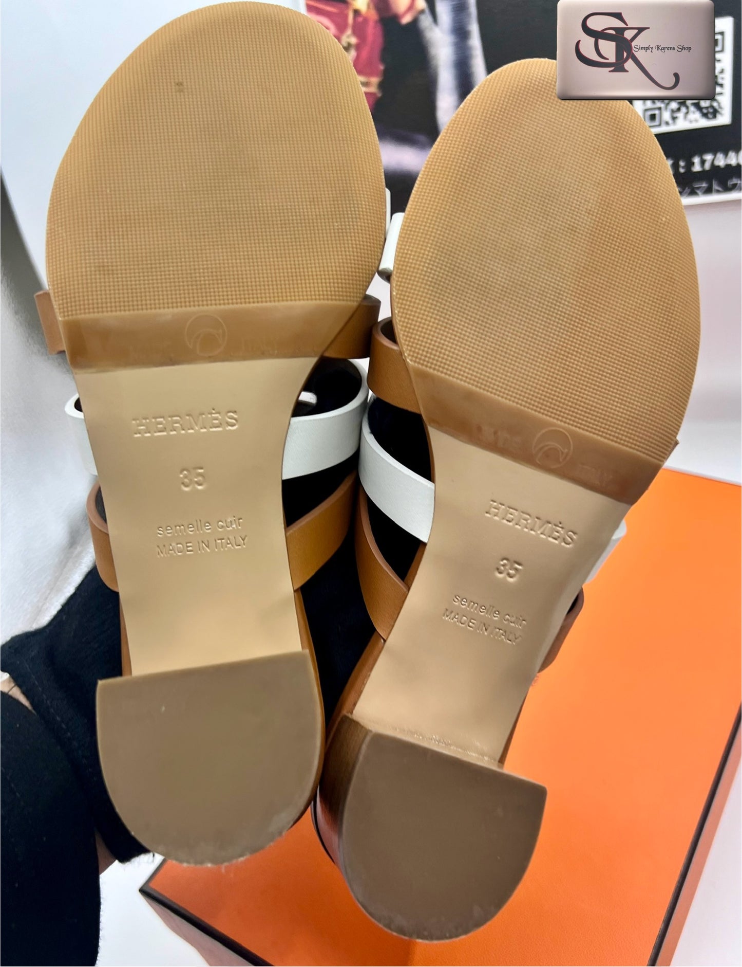 HERMES CALFSKIN AMICA SANDALS SIZE EU35