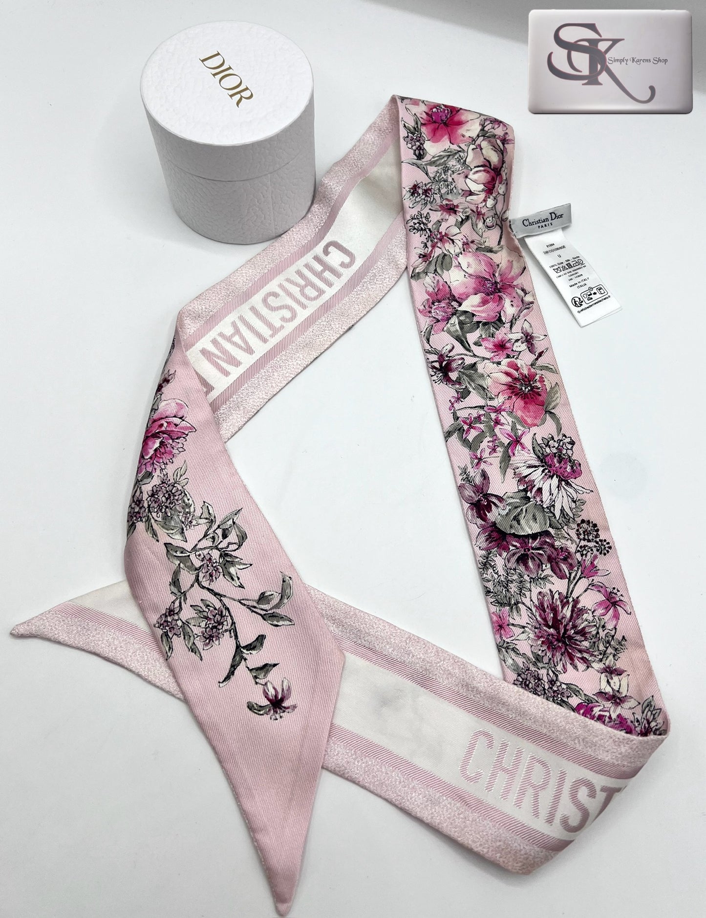 CHristian Dior Pink Floral Silk Twilly (🇵🇭P12,900)