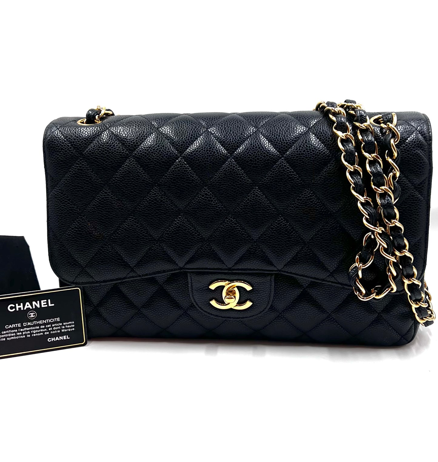 Chanel Classic Black Jumbo Caviar Double Flap GHW S30cm Series 15  (🇵🇭P318,200)