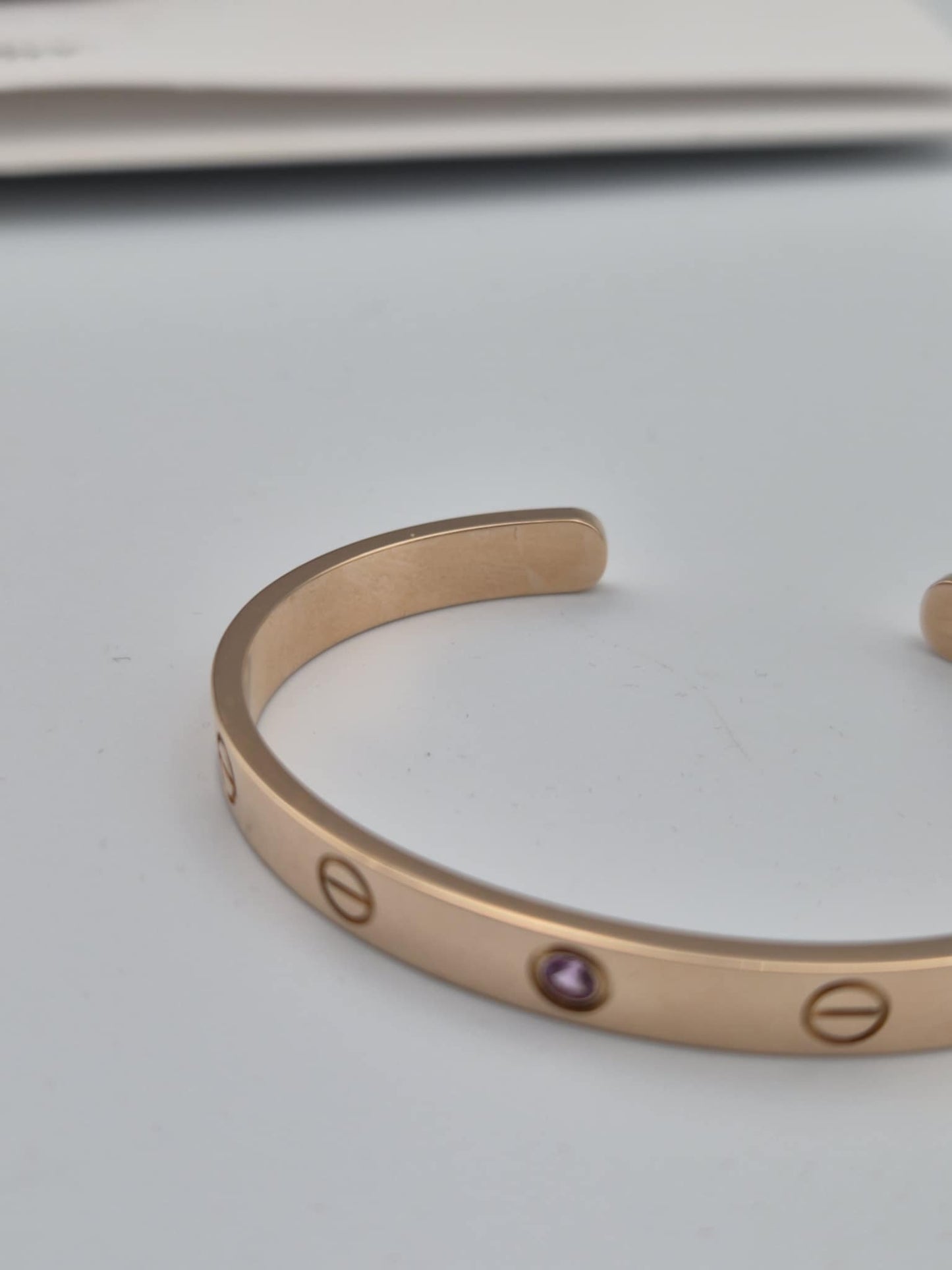 Cartier Love cuff Bracelet 18K  Pink Gold w/ Pink Sapphire 25.68g 16cm