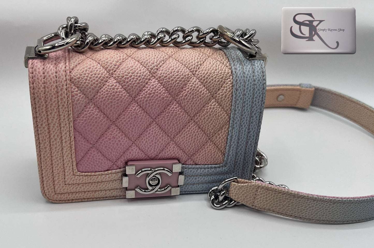 Chanel Leboy mini Rainbow Caviar Skin Flap chain Bag