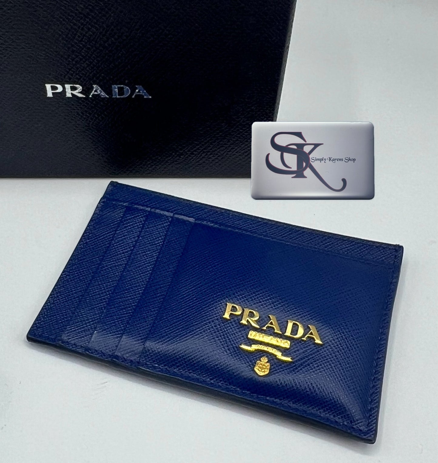 PRADA BLUETTE SAFFIANO CARD HOLDER