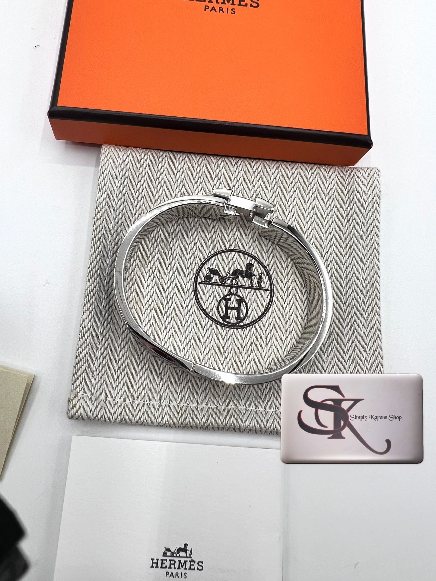 Hermes Clic Clac Black Enamel Silver Hard ware