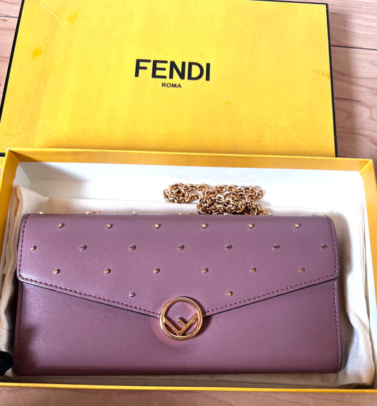 Fendi F is Continental Studded Leather wallet on Chain               (🇵🇭P23,220)