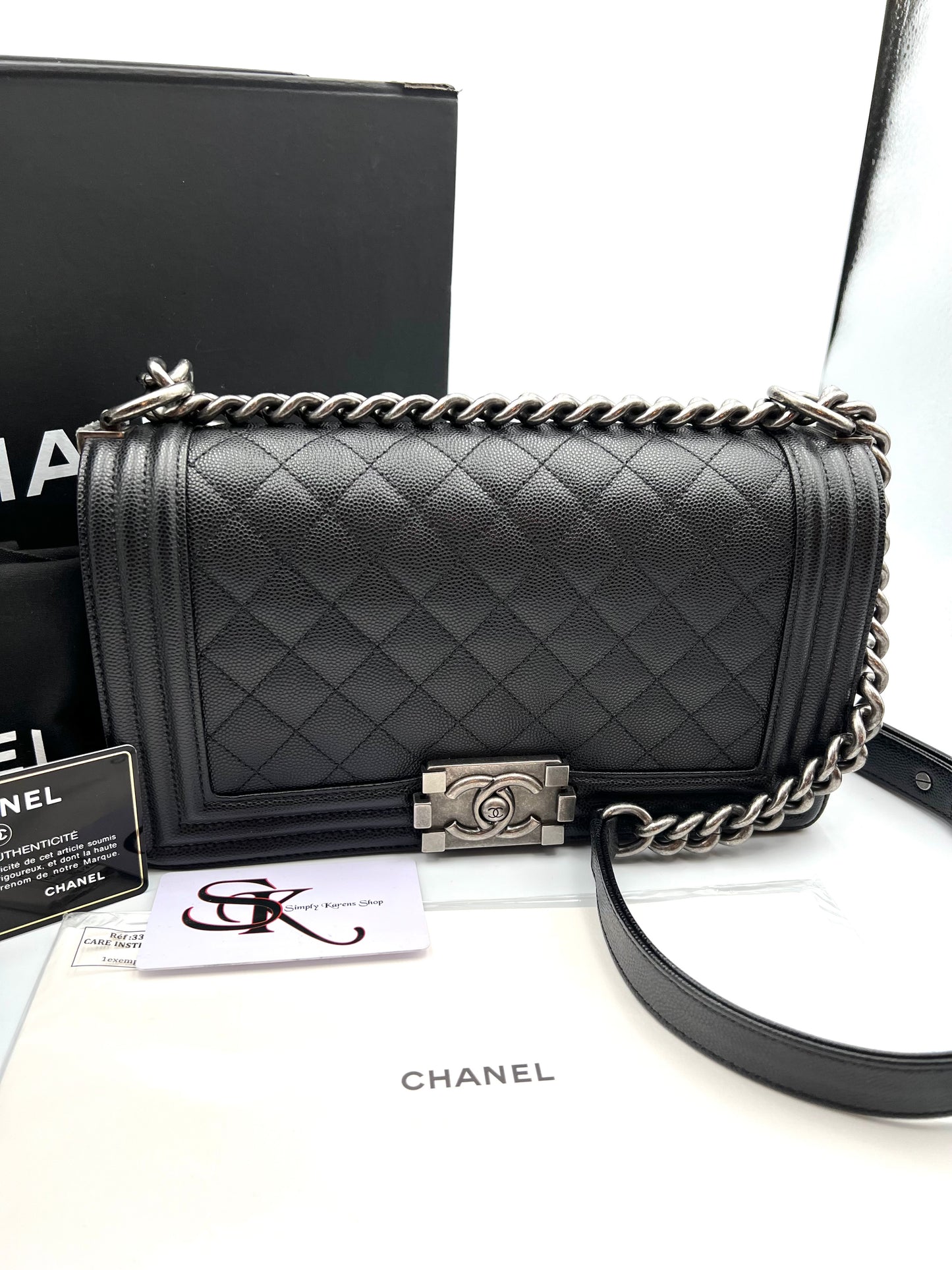 Chanel Leboy Black Caviar Skin Old Medium Riuthenium Hardware Series 30                (🇵🇭P335,400)