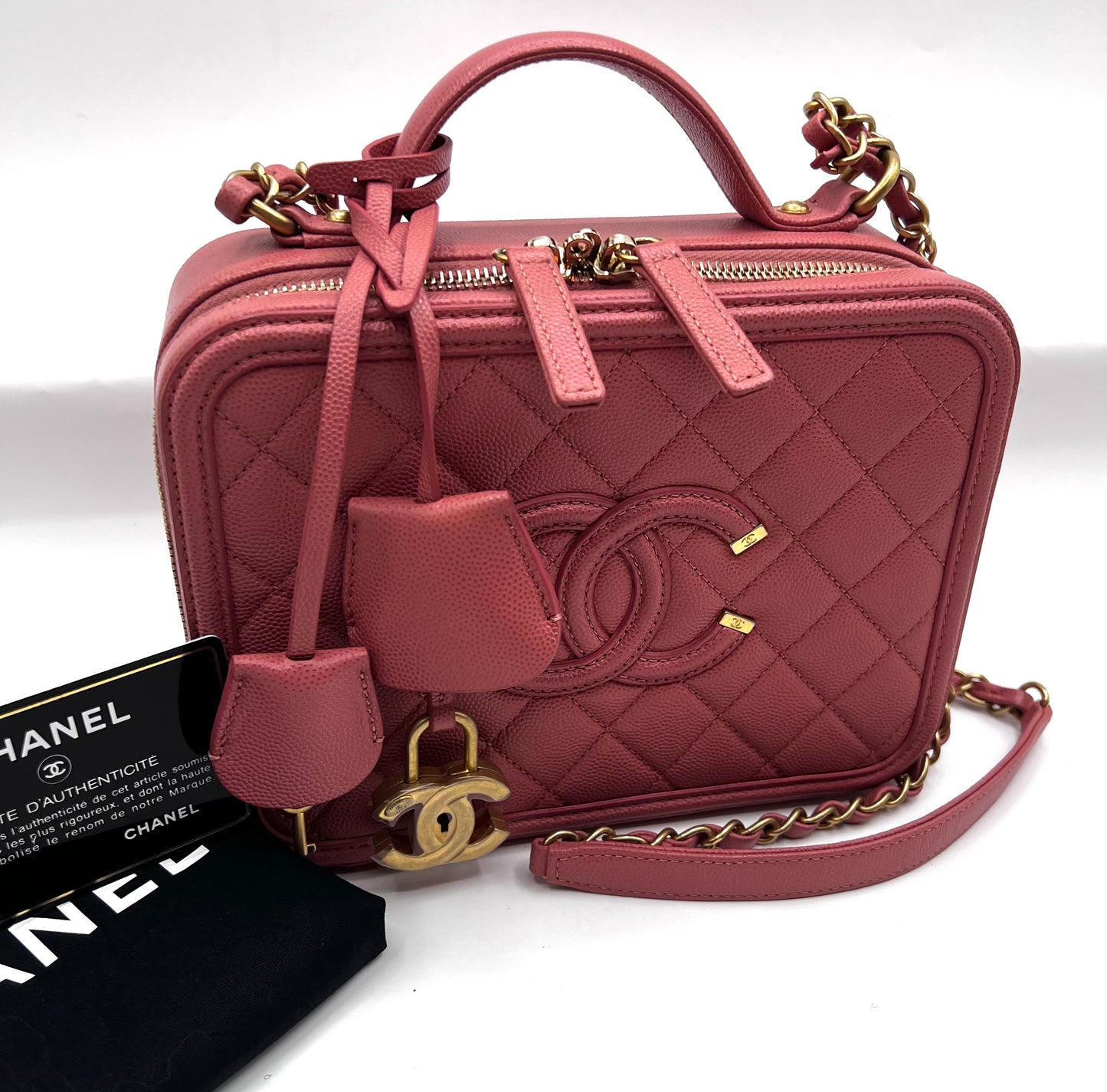 Chanel Caviar Vanity 21cm Rose Gold GHW Series 28        (🇵🇭P180,600)