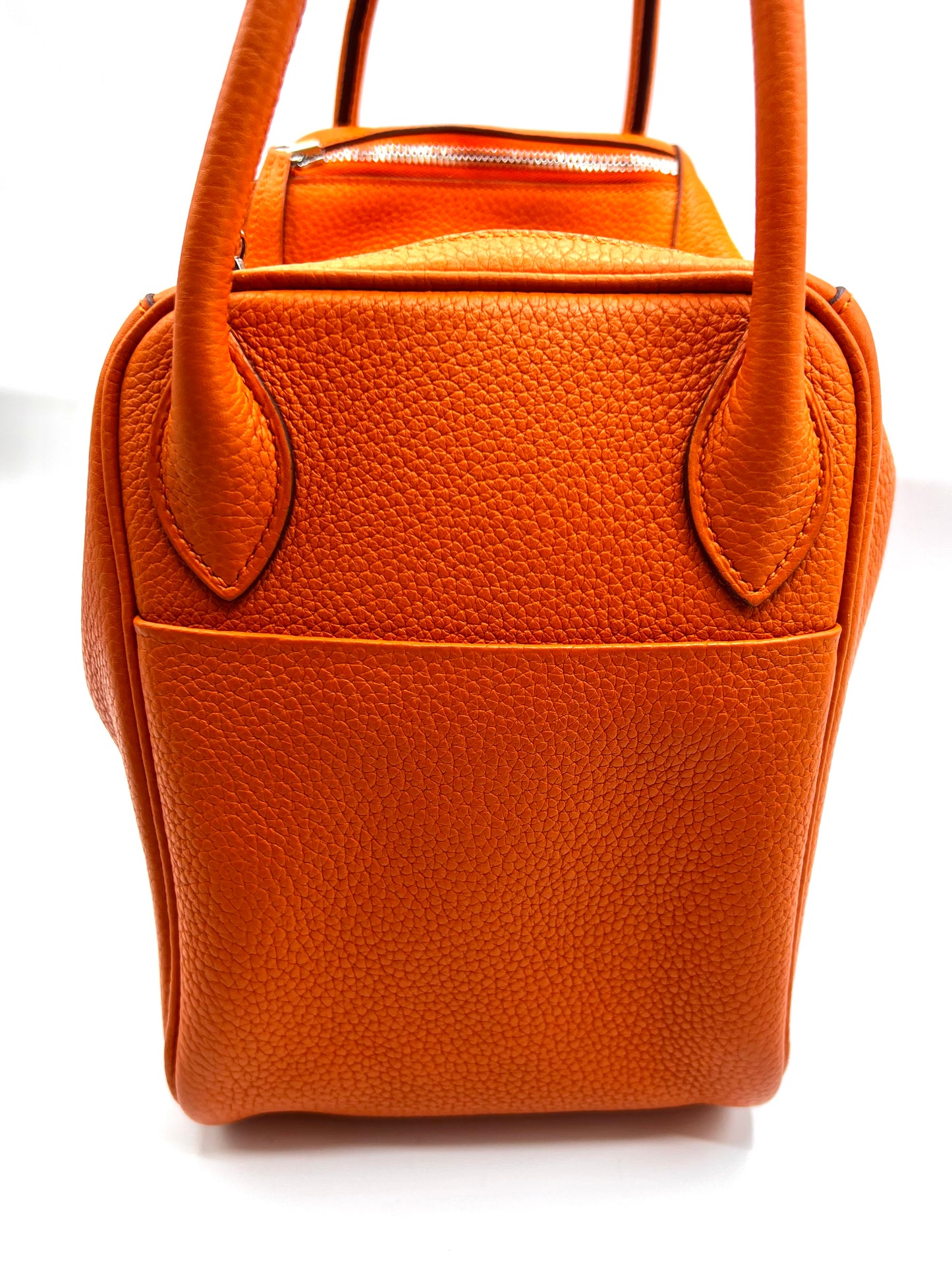 Hermes Lindy 30 Orange Taurillon Clemence Leather PHW Stamp Square R              (🇵🇭P249,400)