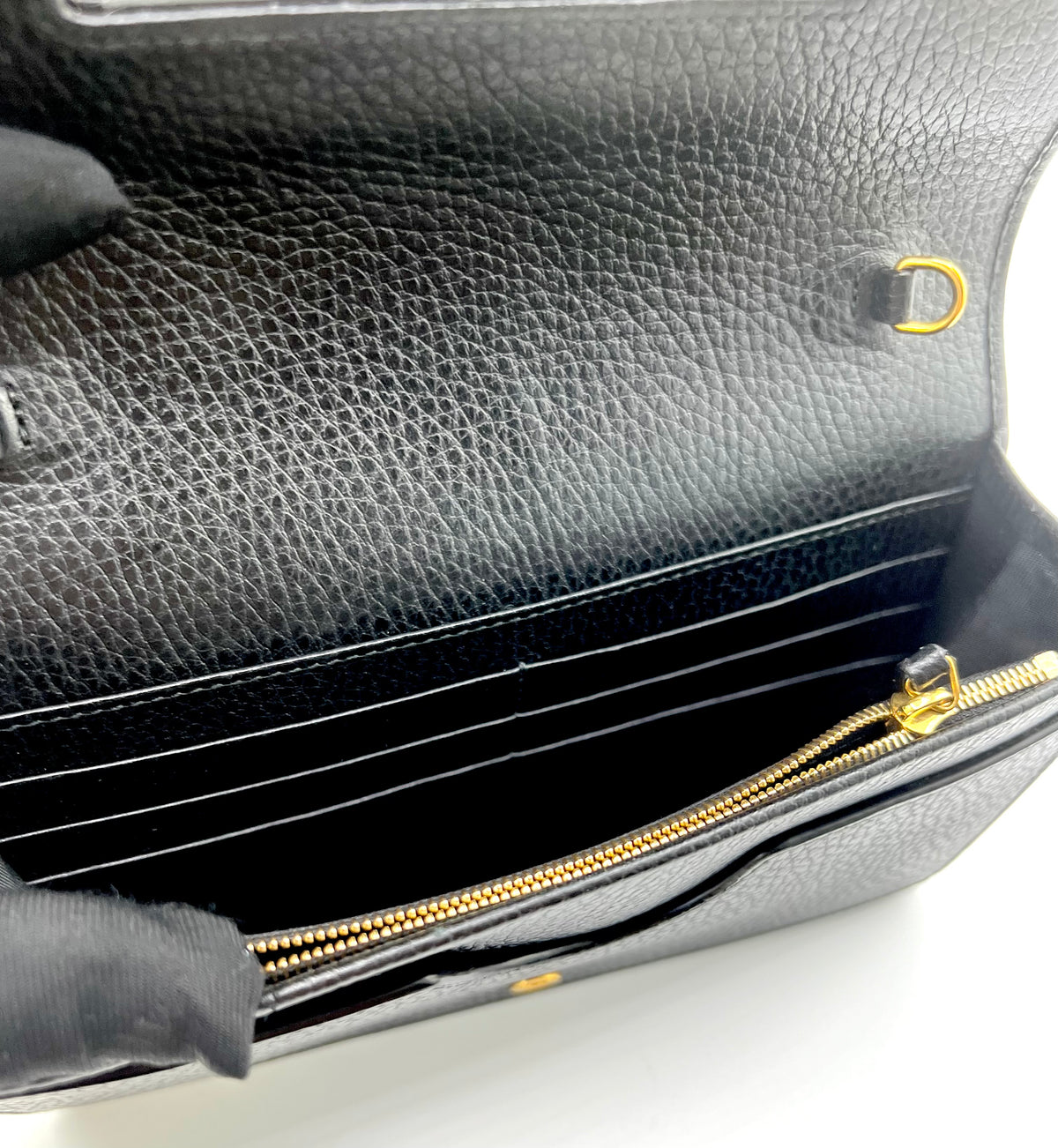 Gucci GG Marmont Black Leather Wallet On chain GHW