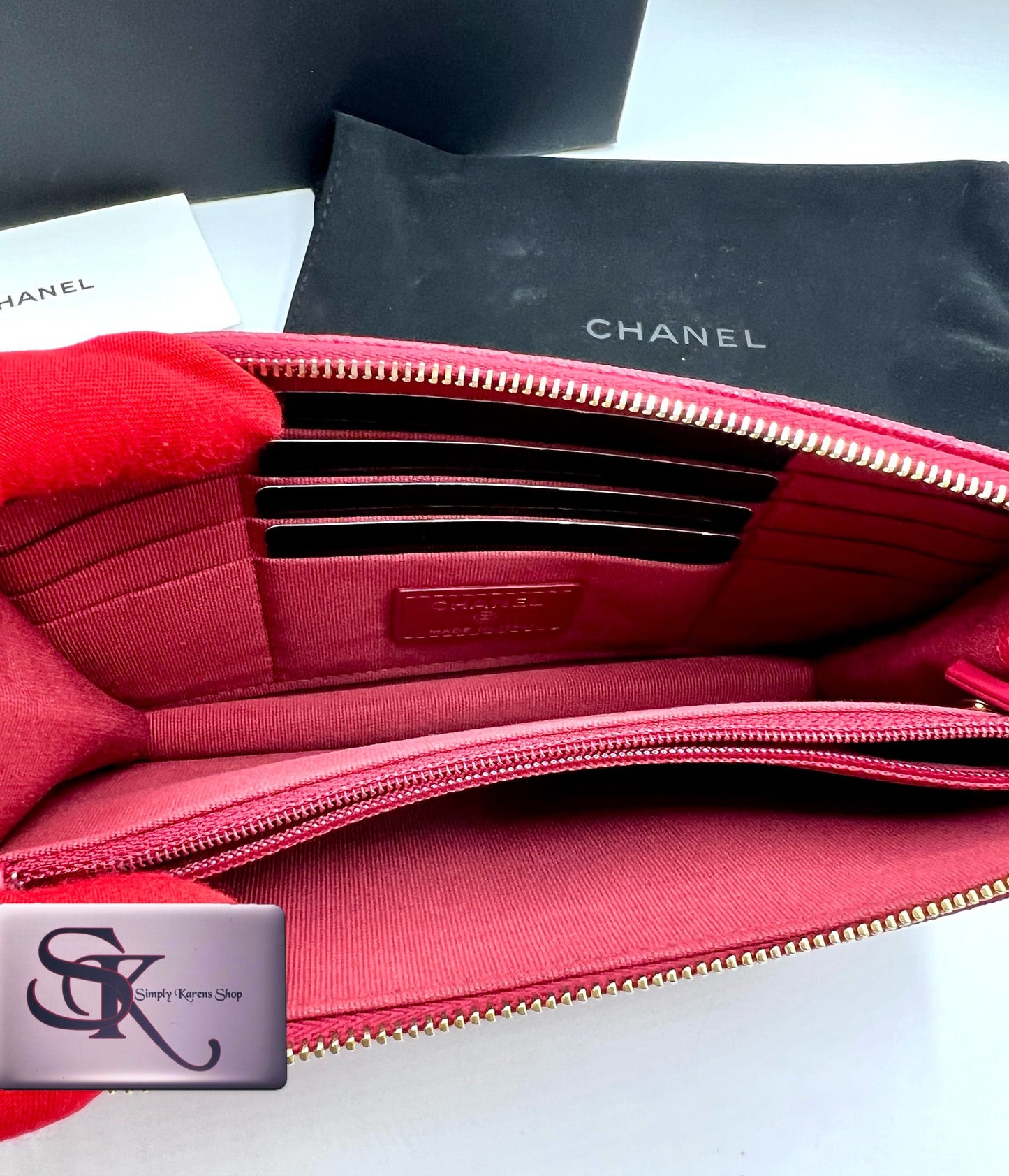 Chanel Caviar Wristlet Pouch microchip