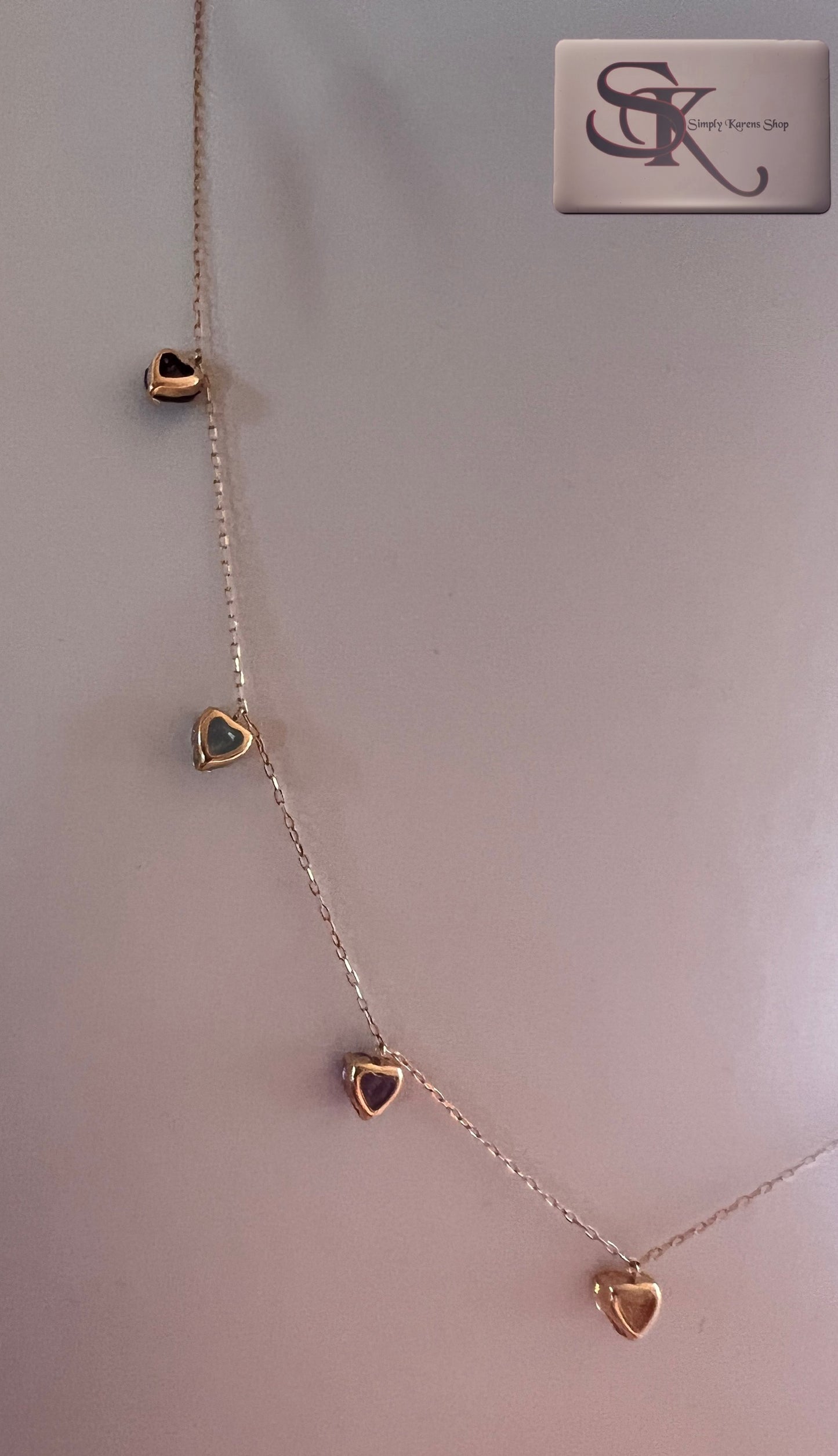 K18 Heart shape mix natural stone station necklace 42cm  2.37g   (🇵🇭P20,640)