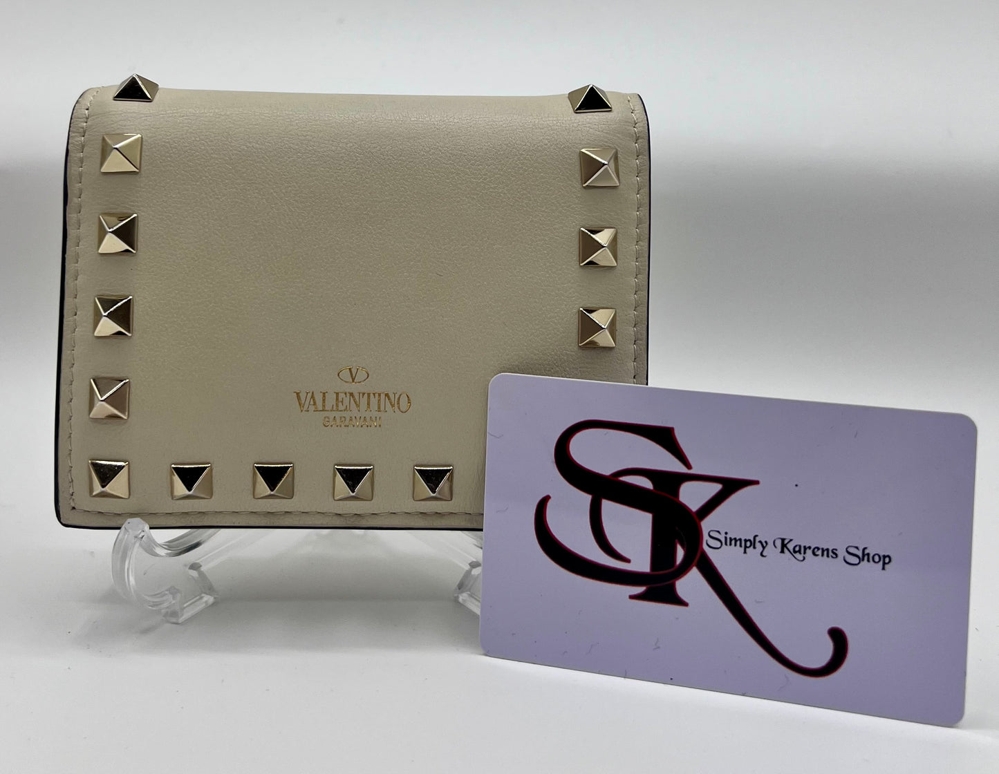 VALENTINO GARAVANI ROCKSTUD BIFOLD COMPACT WALLET