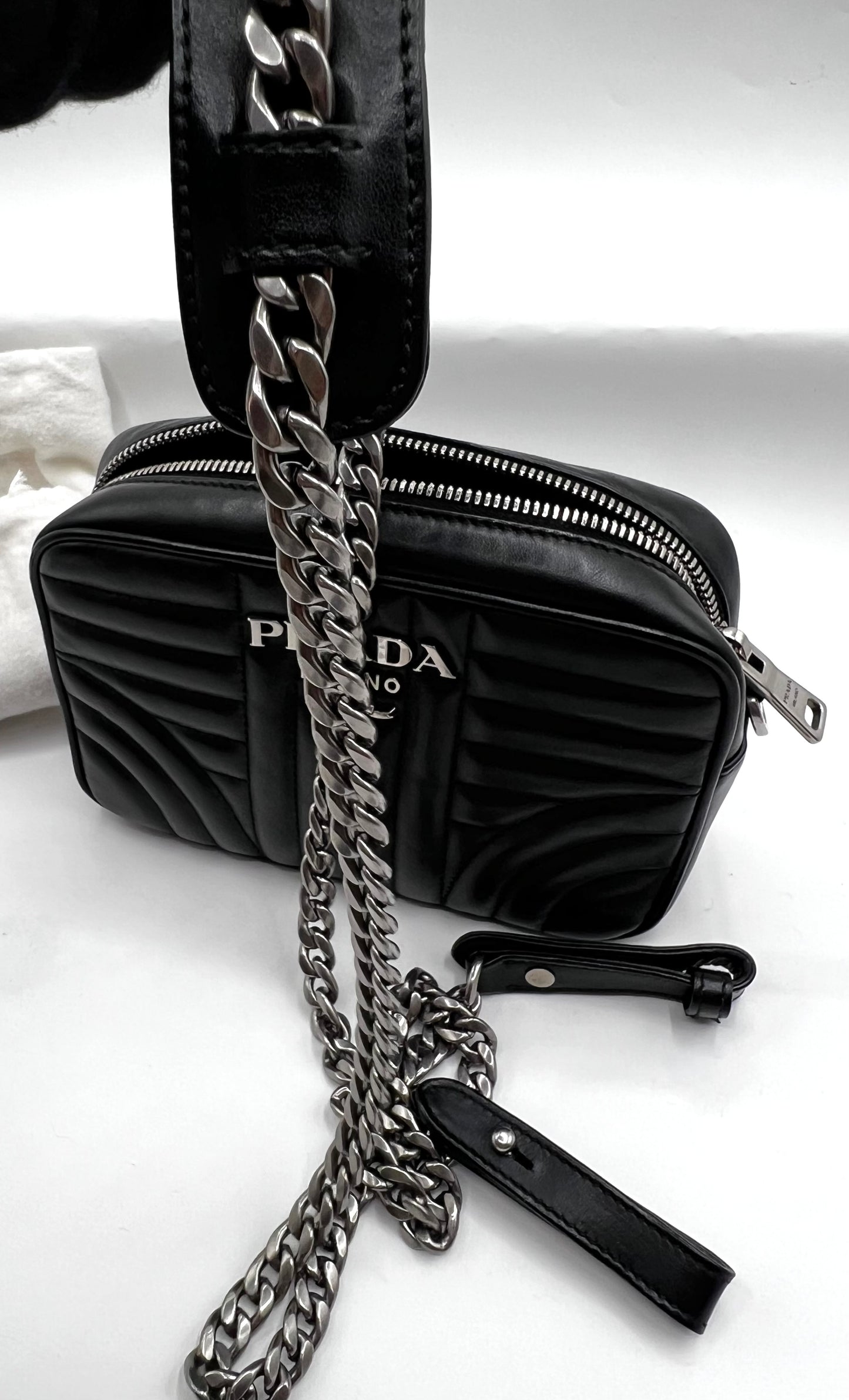 Prada Black Diagram Camera Chain Strap Cross body
