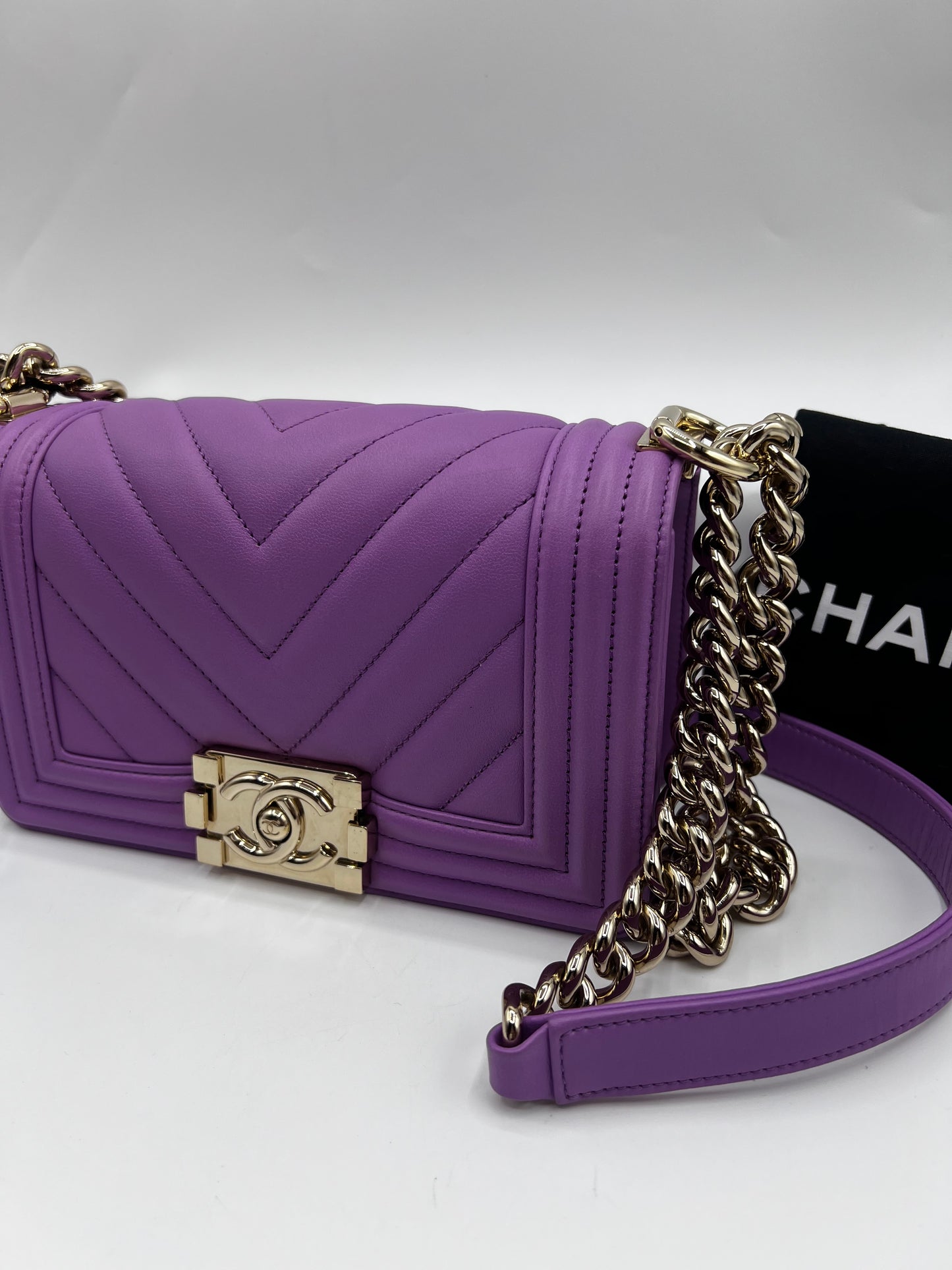 Chanel Leboy Purple Pm size Calfskin GHW Series29          (🇵🇭P197,800)