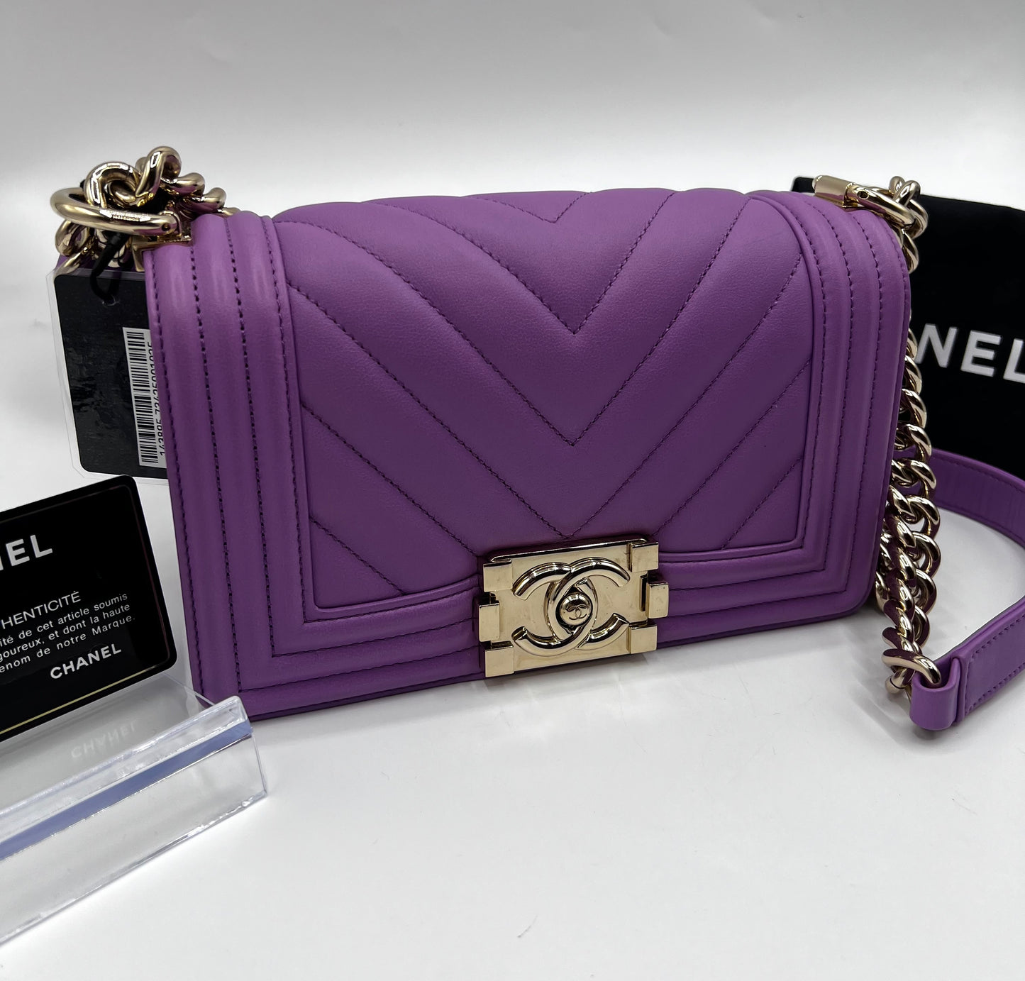 Chanel Leboy Purple Pm size Calfskin GHW Series29          (🇵🇭P197,800)