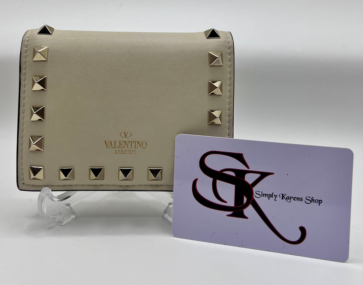 VALENTINO GARAVANI ROCKSTUD BIFOLD COMPACT WALLET