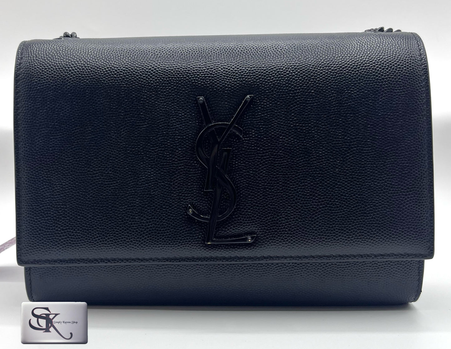 Ysl Kate Satchel So Black Grain De Poudre Pm Flap chain Bag