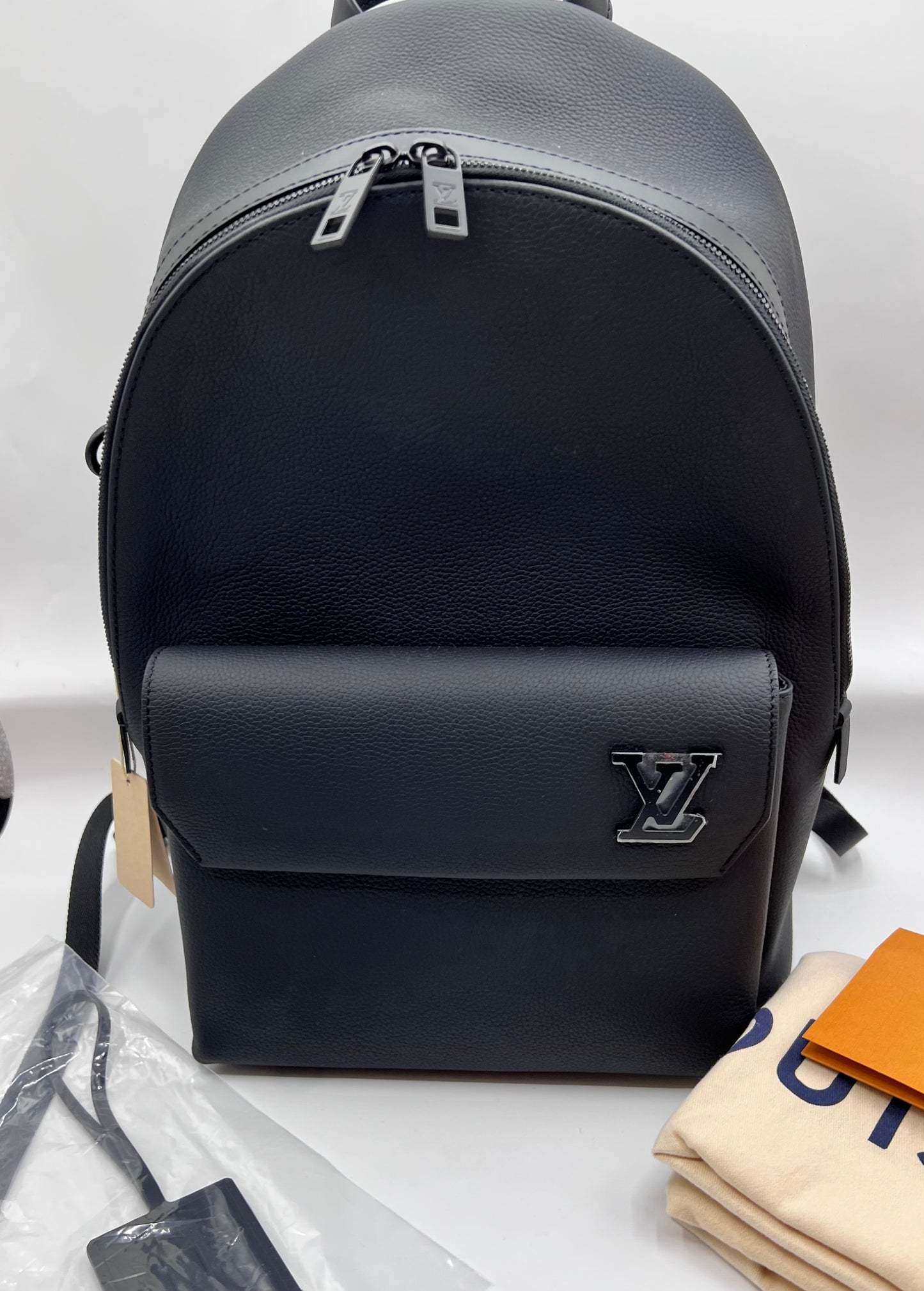 Lv Aerogram Take Off Black Leather Back Pack