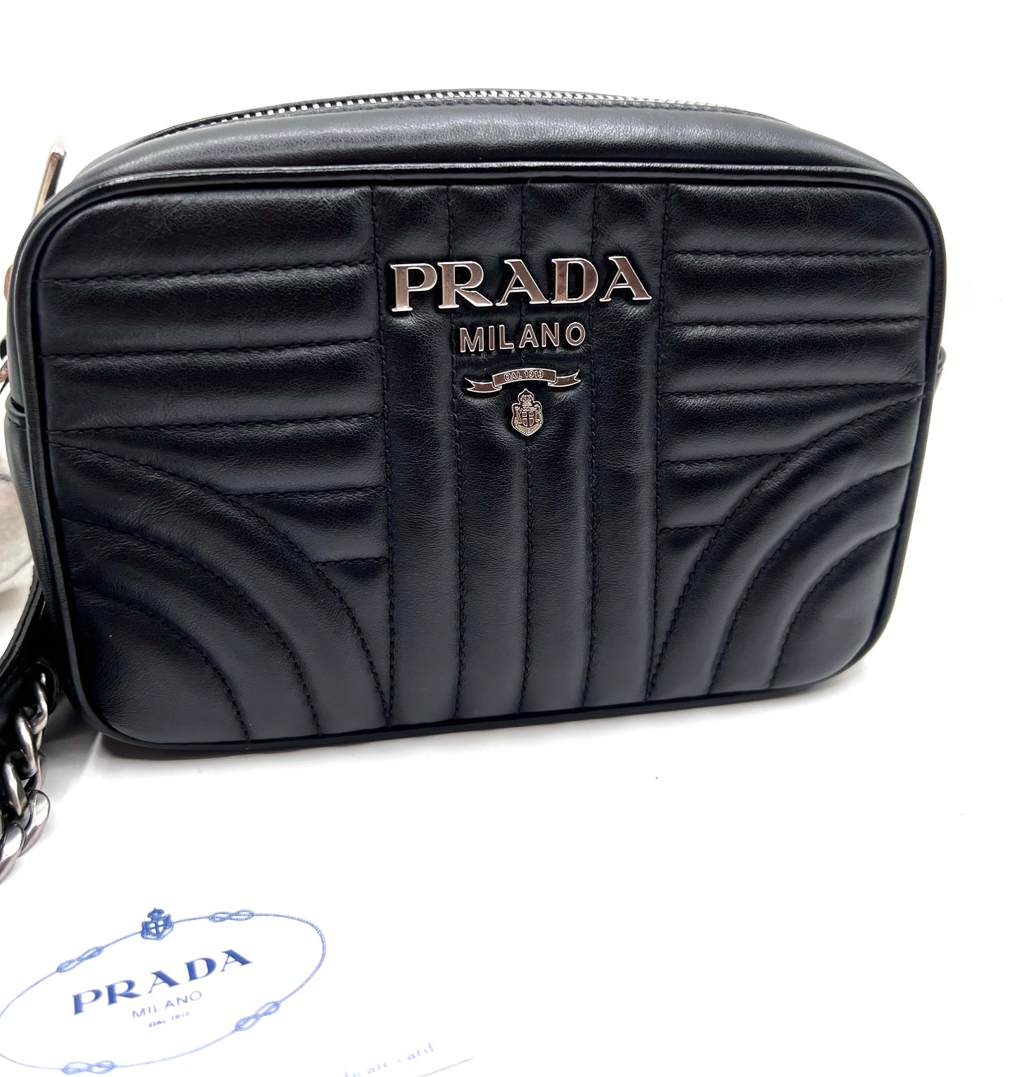 Prada Black Diagram Camera Chain Strap Cross body