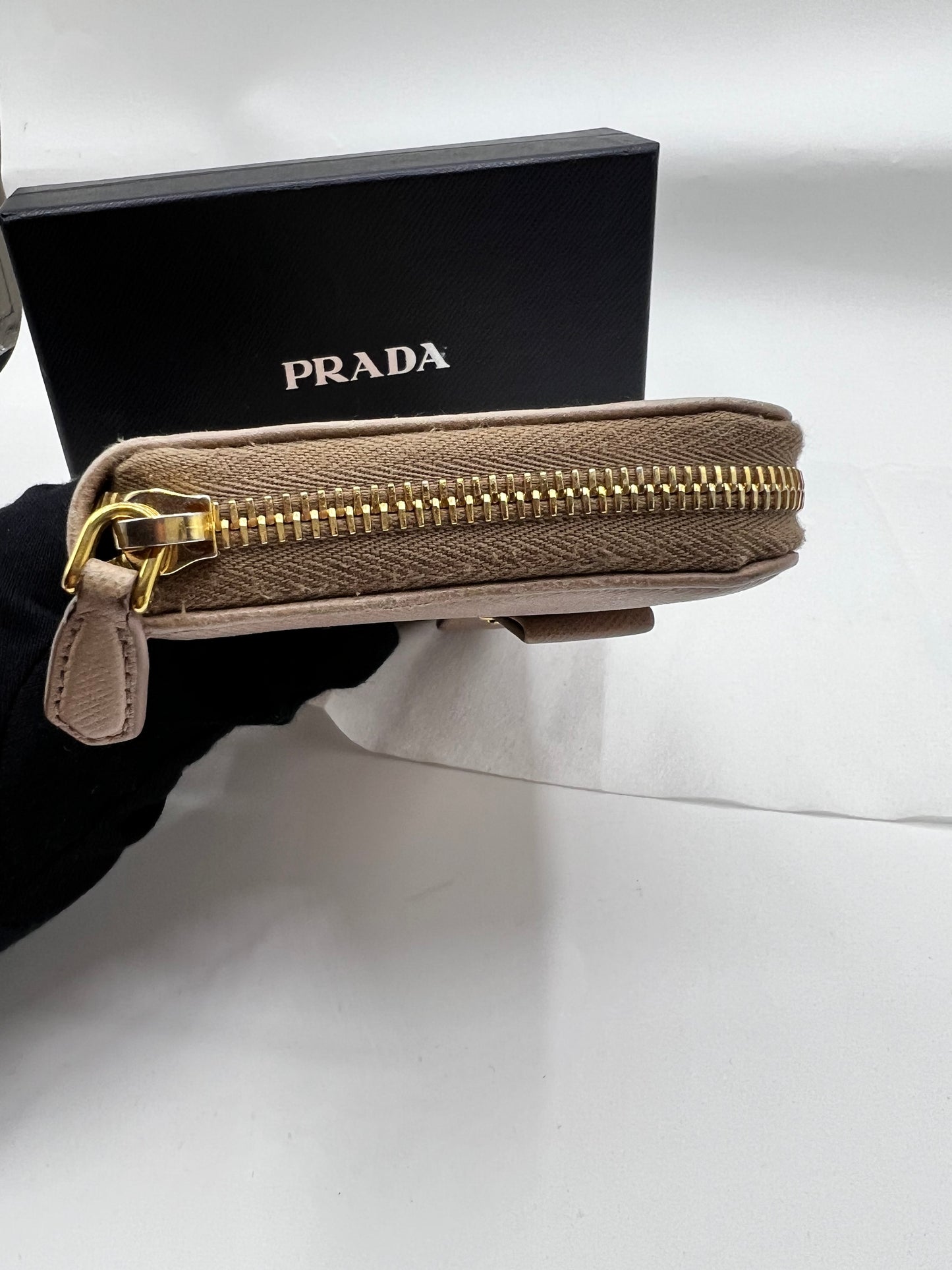 Prada Saffiano Taupe Long Zip Around Wallet  (🇵🇭P12,040)