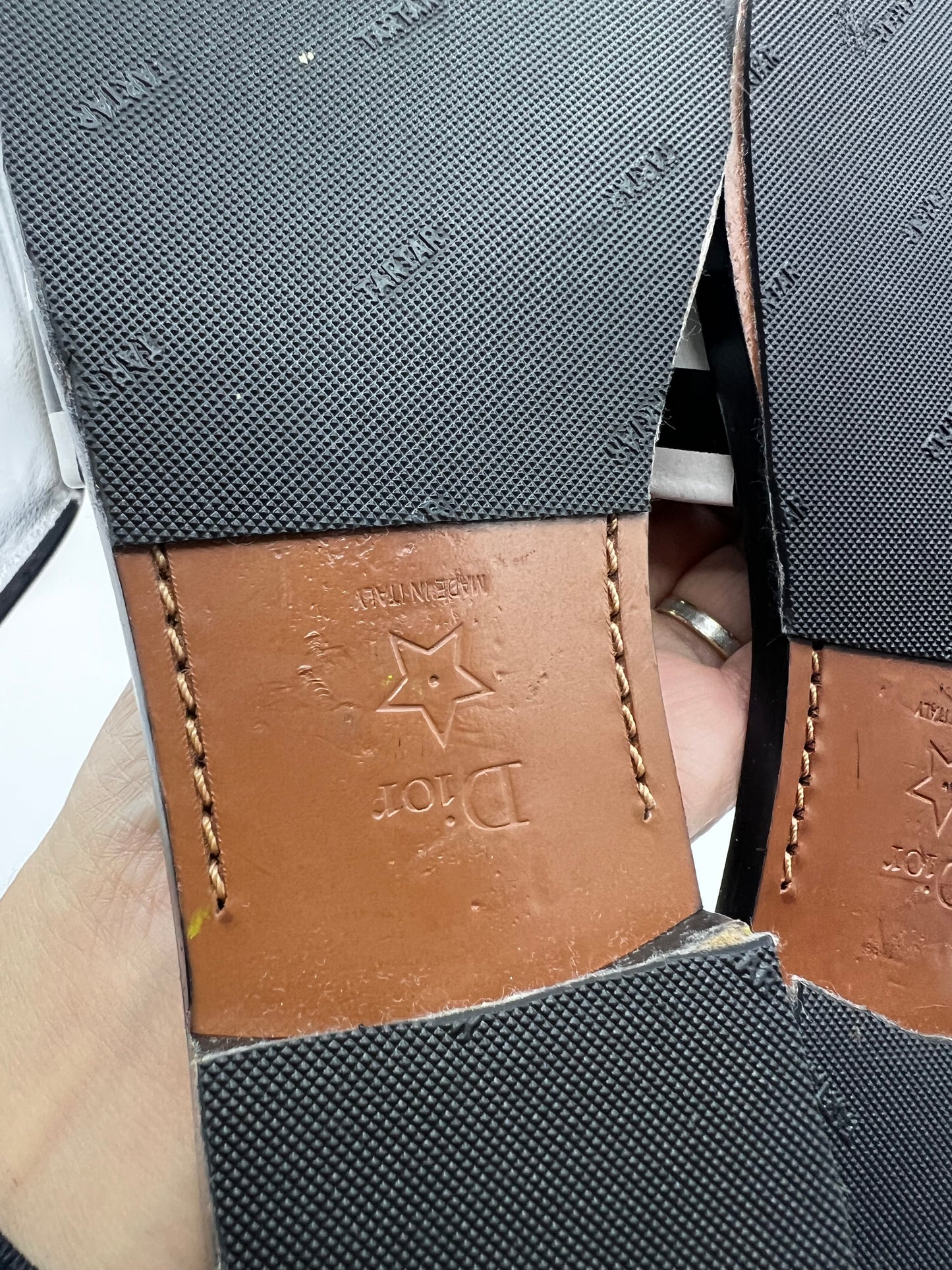 Christian Dior Revolution Checkered Calfskin Slide Sandals Size 36  (🇵🇭P20,640)