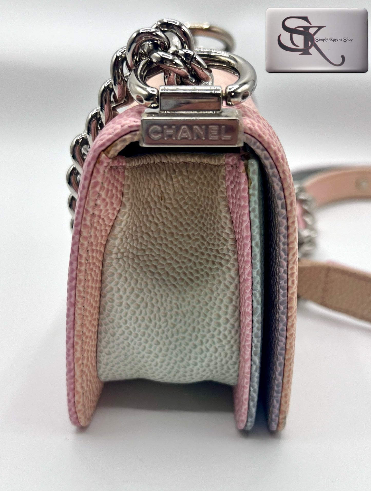 Chanel Leboy mini Rainbow Caviar Skin Flap chain Bag