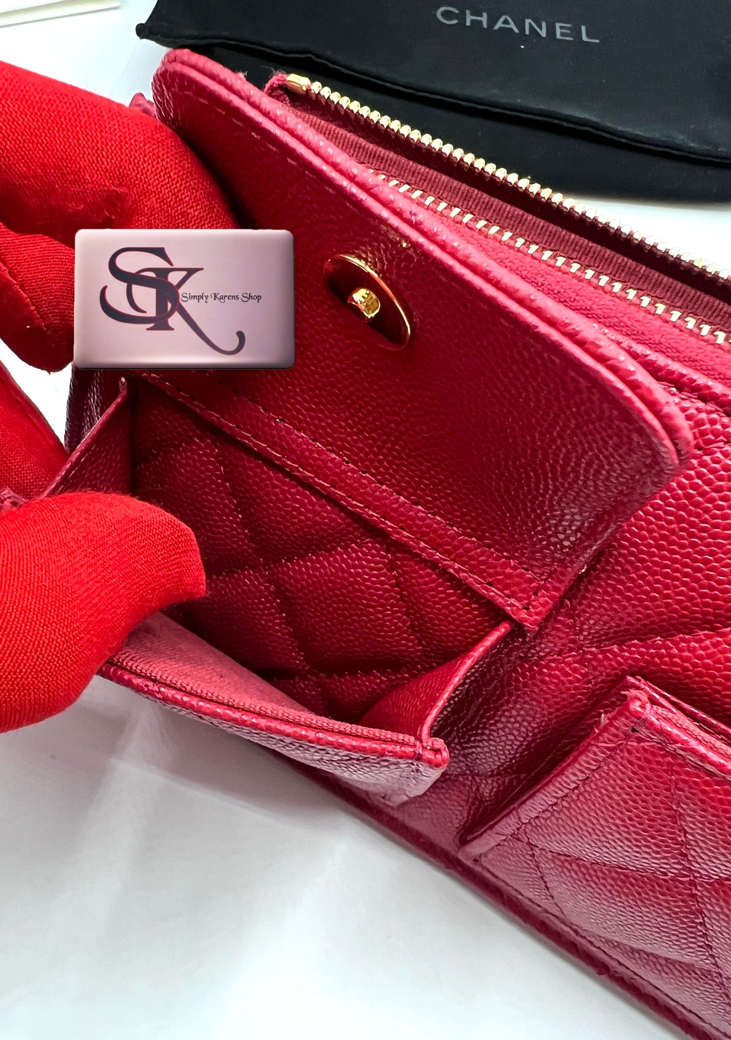 Chanel Caviar Wristlet Pouch microchip