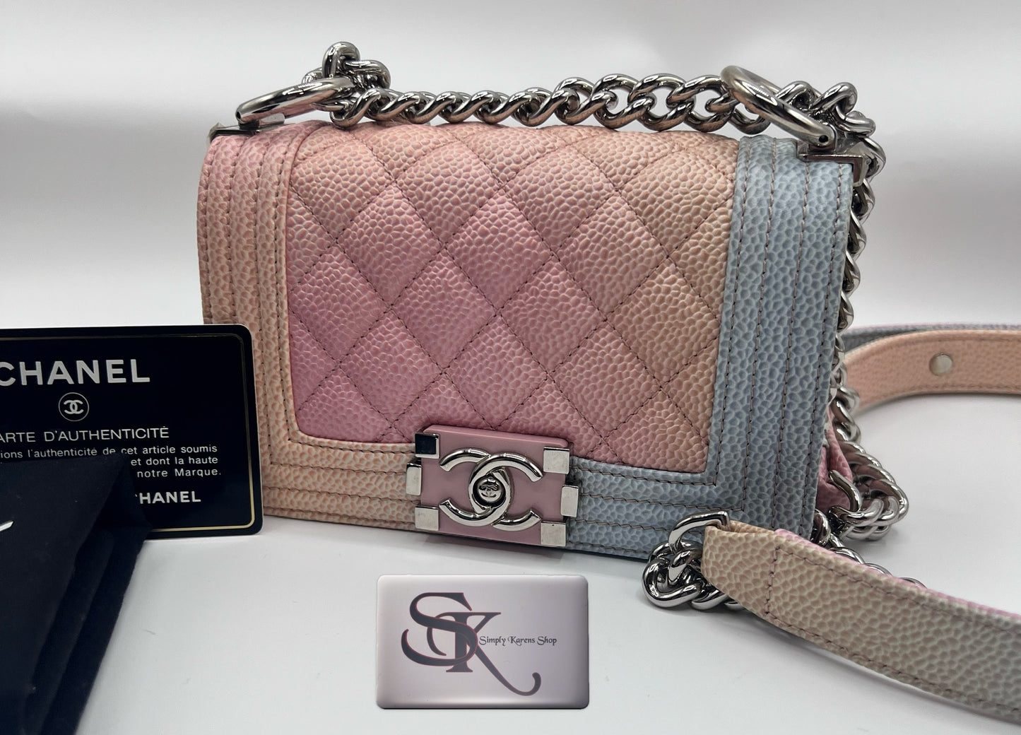 Chanel Leboy mini Rainbow Caviar Skin Flap chain Bag