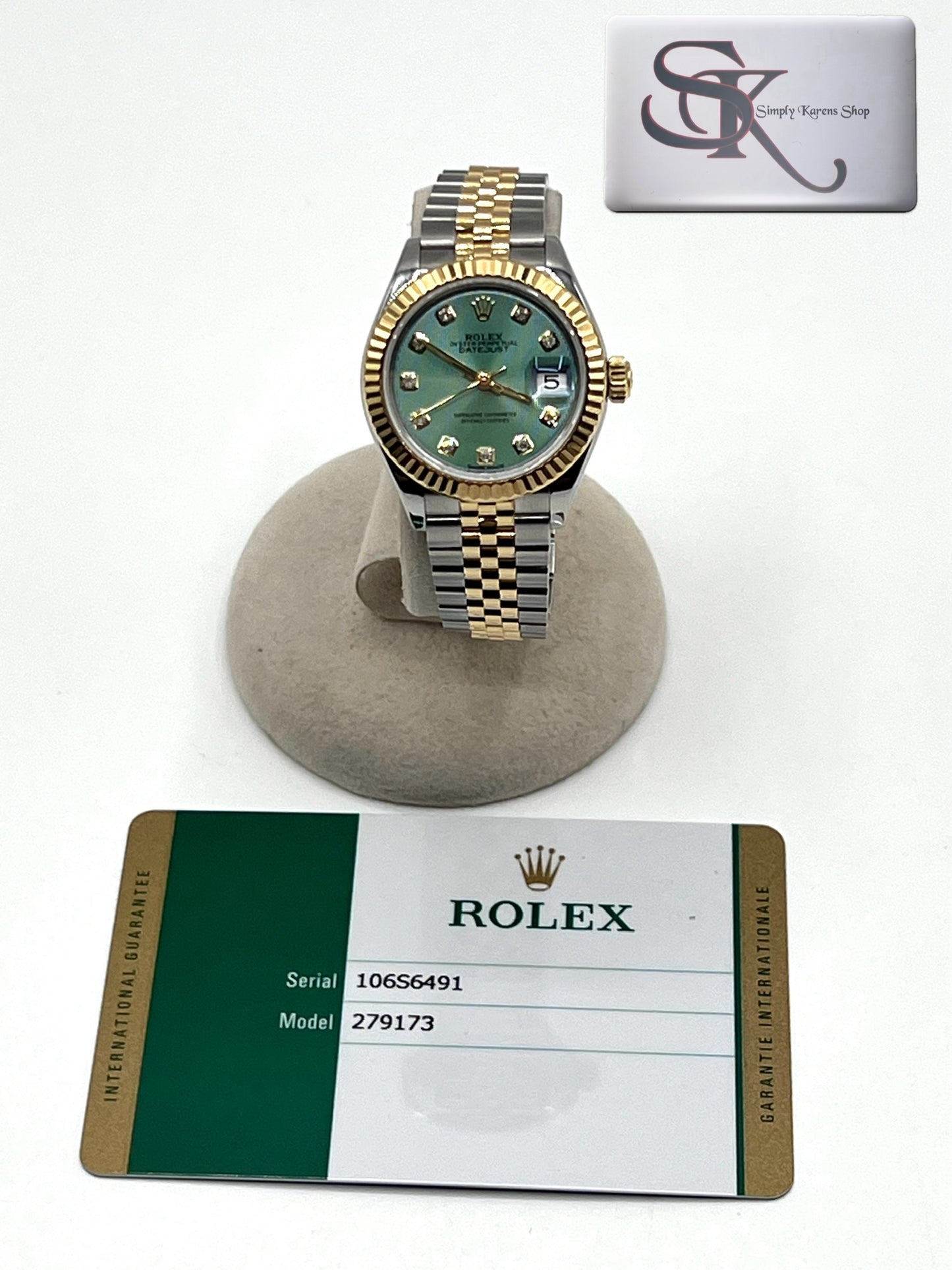 Rolex Date Just Mint Green Dial 10P/Dia 2 Tone SS/YG 16.5cm 28mm       (🇵🇭P898,700)
