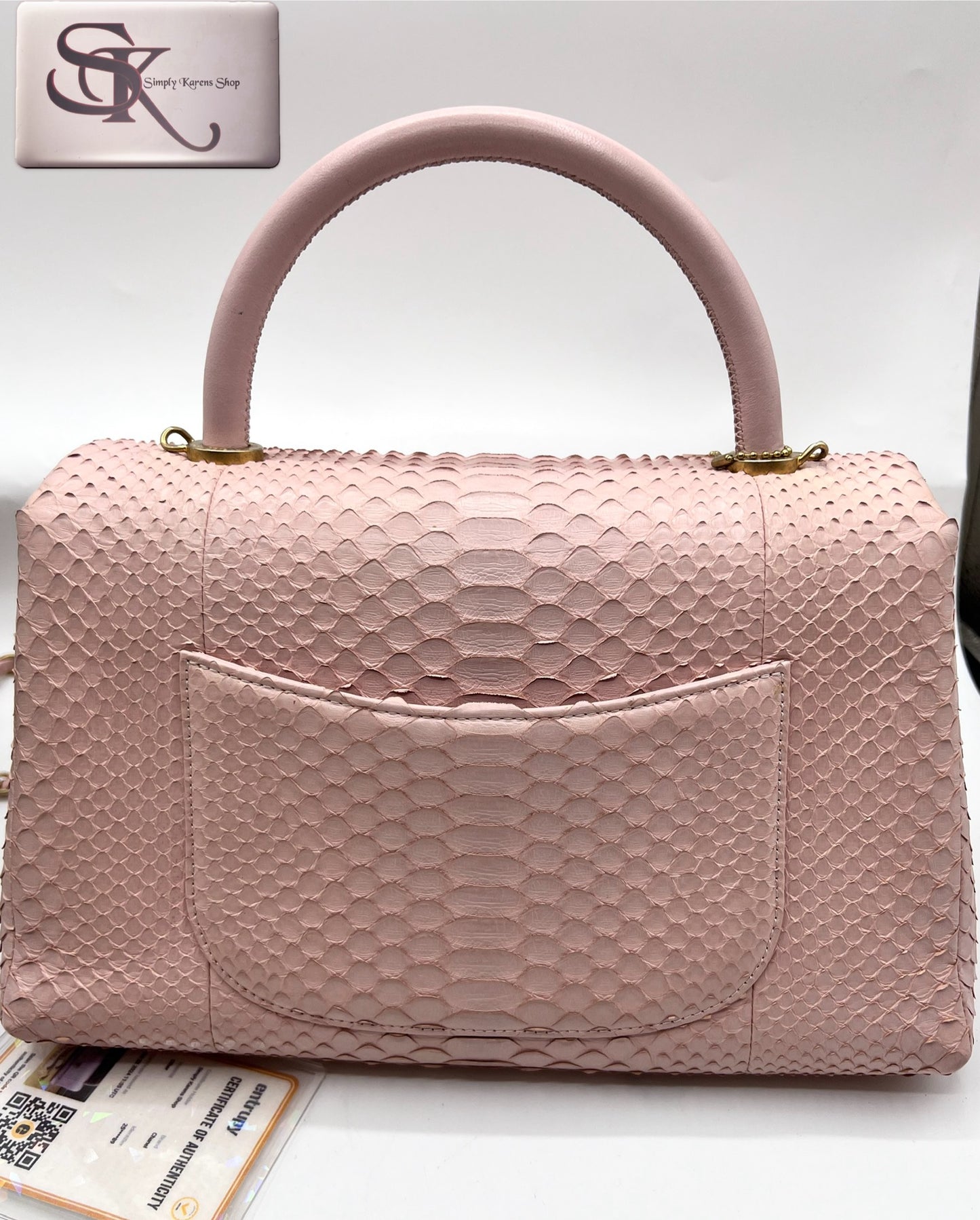 Chanel Python Coco Top Handle in Pink     (🇵🇭P344,000)
