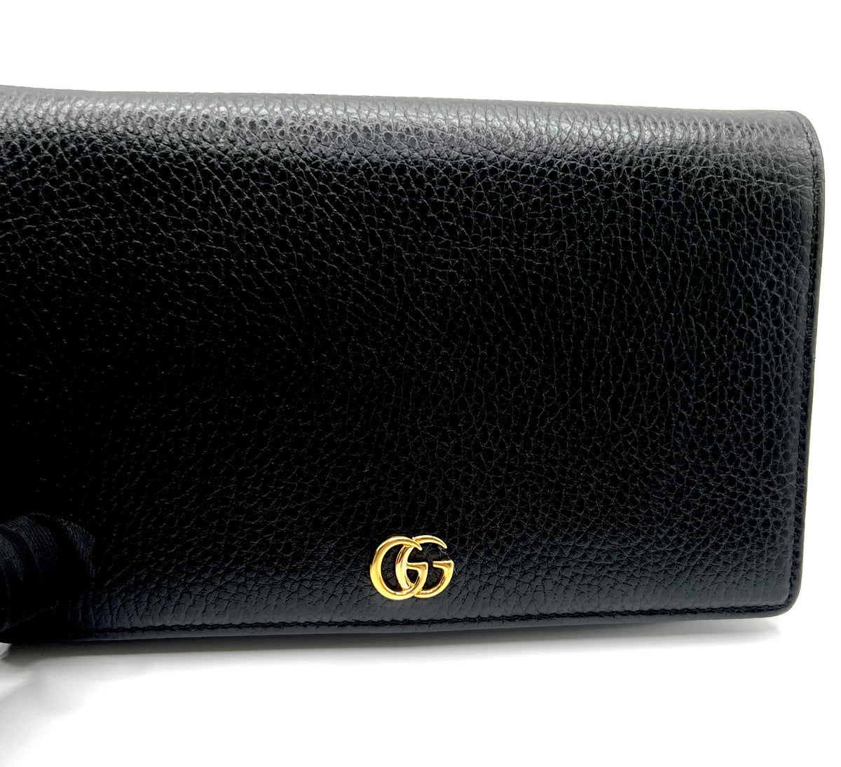 Gucci GG Marmont Black Leather Wallet On chain GHW
