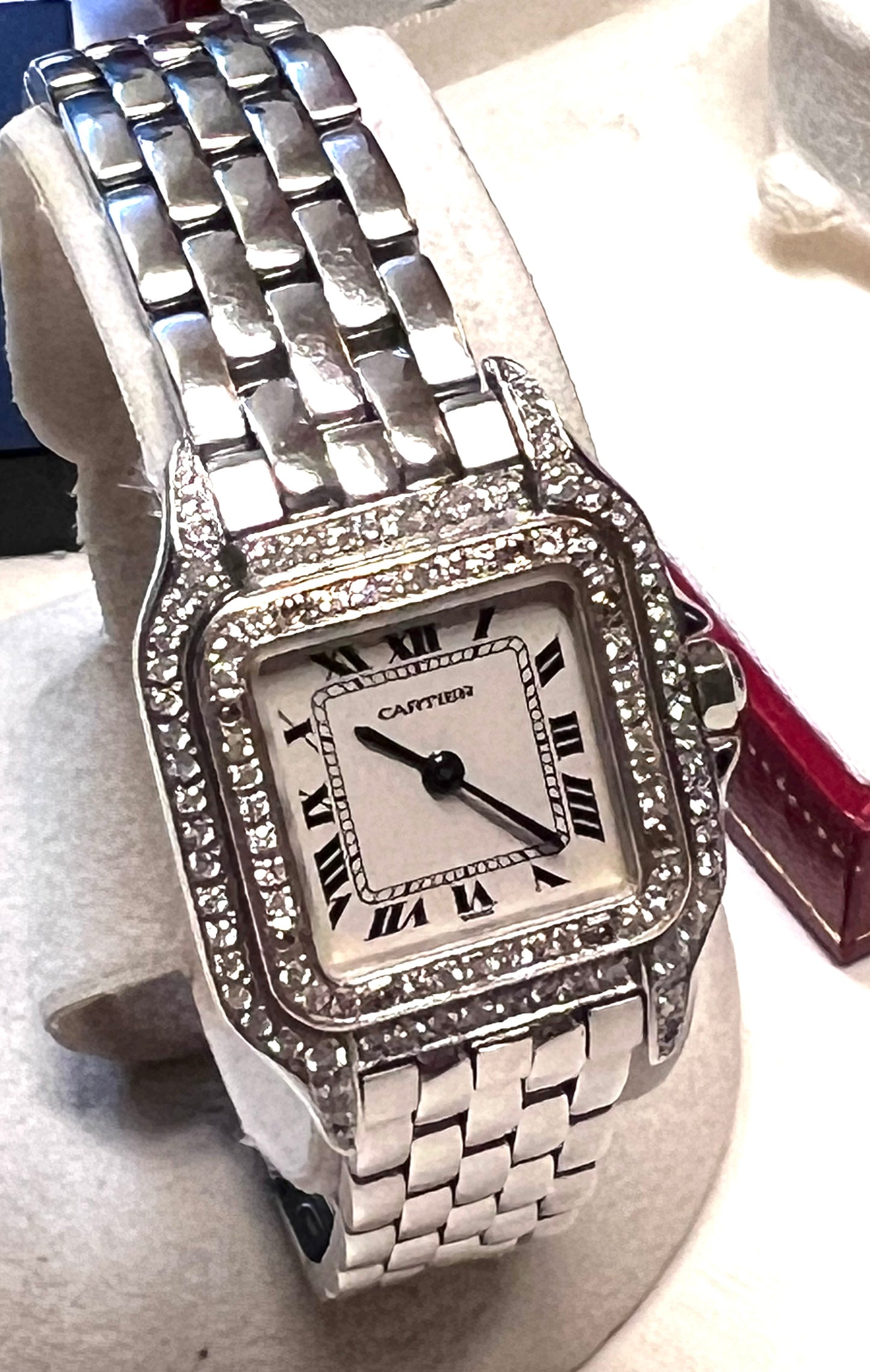 Cartier Panthere SM SS watch w/ after Diamond Qz Size 13.5cm