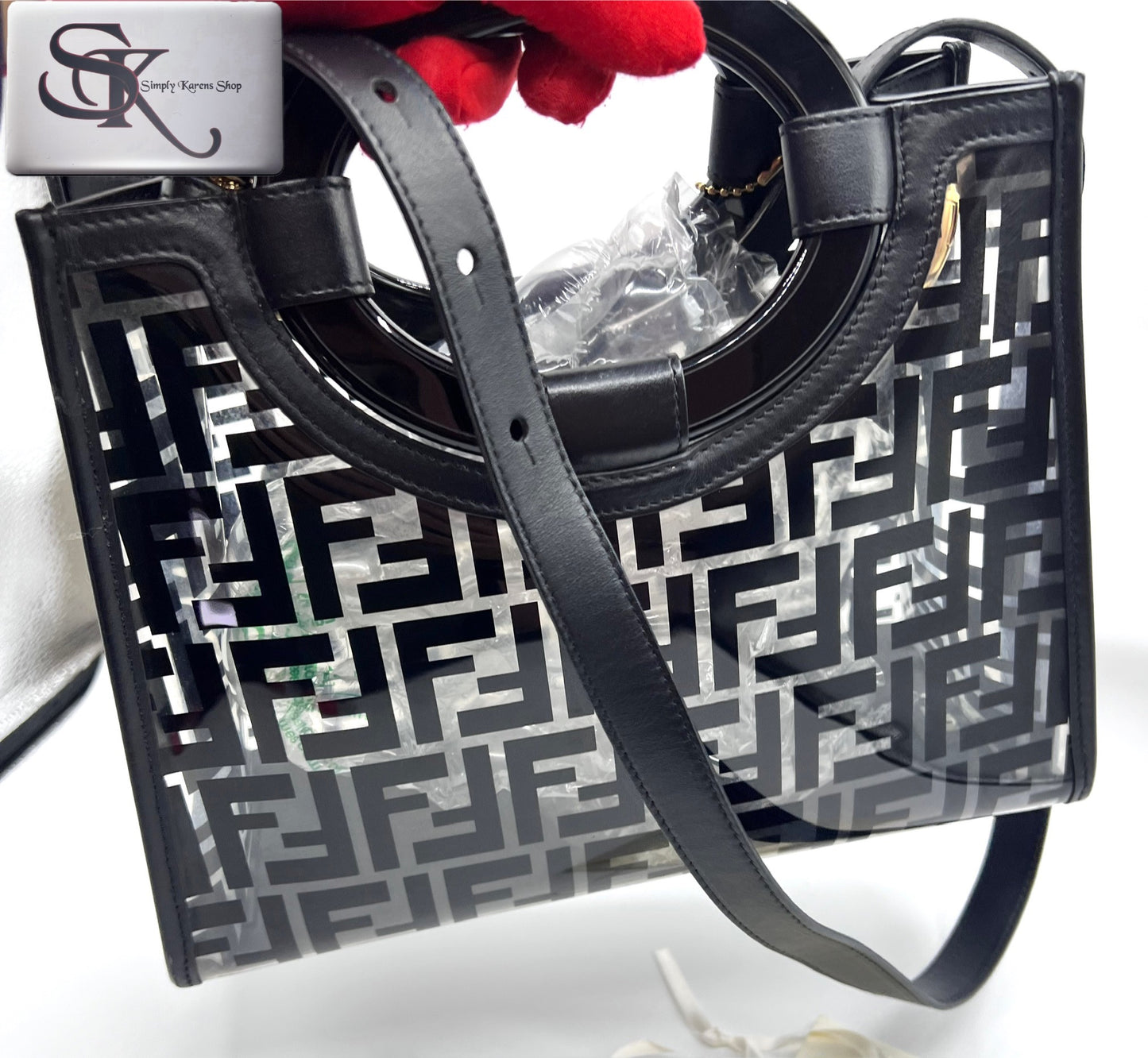 Fendi Tpu FF Vitello Century Plexiglass Runaway shopper Tote 2 way bag   (🇵🇭P63,640)