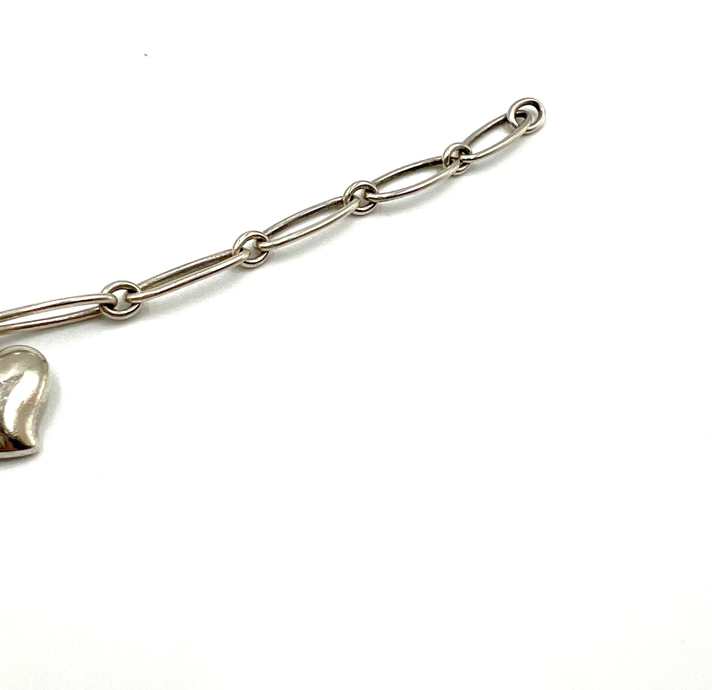 Tiffany & Co Elsa Peretti Silver 925 Full Heart Elongated Link Bracelet 17.5cm (🇵🇭P14,620)