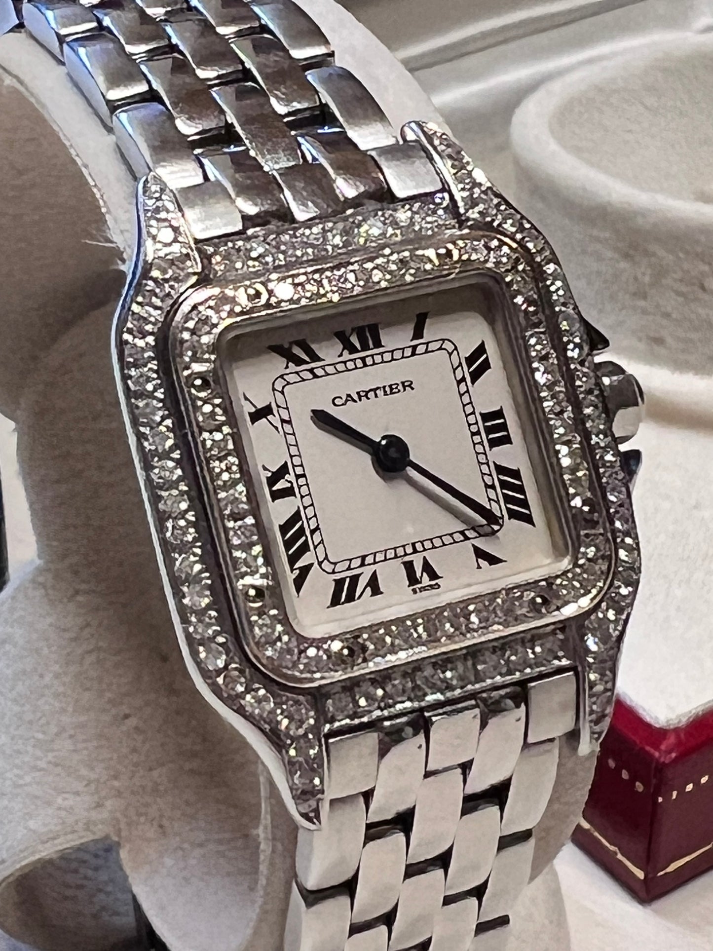 Cartier Panthere SM SS watch w/ after Diamond Qz Size 13.5cm