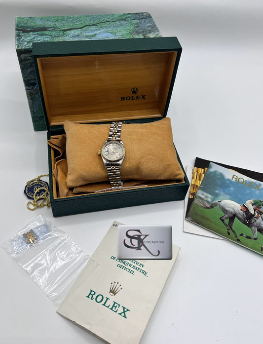 ROLEX DATE JUST w/ 10Pcs DIA AT 26MM SS/YG GRAY DIAL 1995 17CM