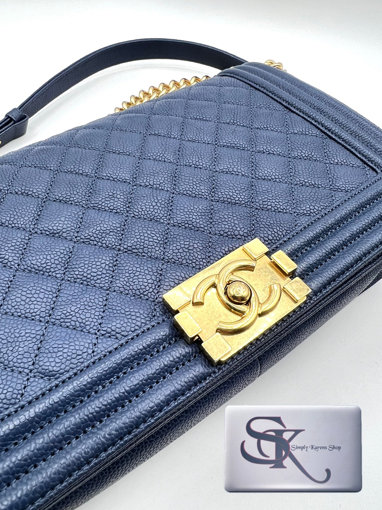 Chanel Caviar Leboy Navy Blue New Medium G.H.                    (🇵🇭P344,000)