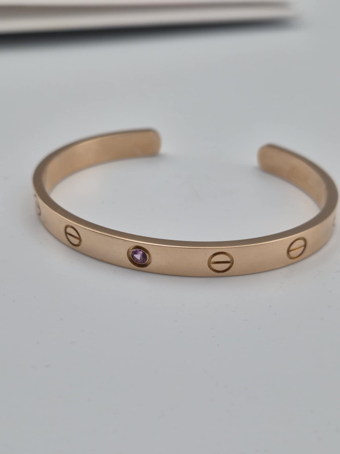 Cartier Love cuff Bracelet 18K  Pink Gold w/ Pink Sapphire 25.68g 16cm