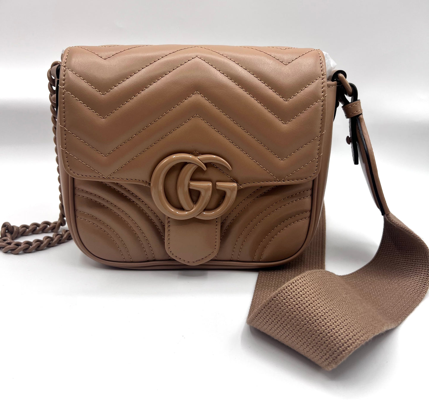 Gucci GG Marmont Neutral Mini Padded Crossbody Bag