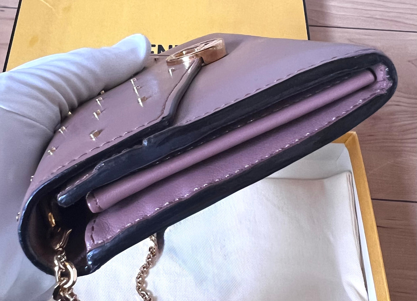 Fendi F is Continental Studded Leather wallet on Chain               (🇵🇭P23,220)