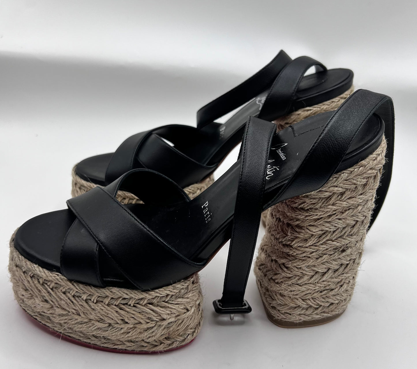 Christian Louboutin Open Toe Ankle Strap Espadril Wedge Sandals S24cm  (🇵🇭P18,060)