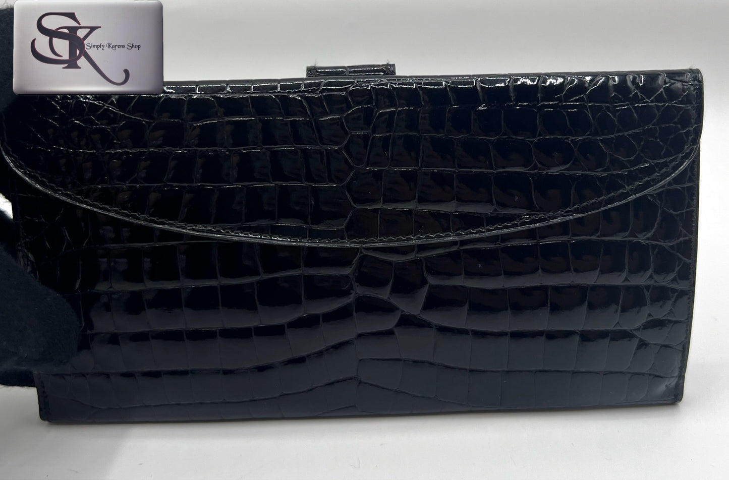 Genuine Crocodile black patent slim long wallet 🇵🇭P2,580🇵🇭