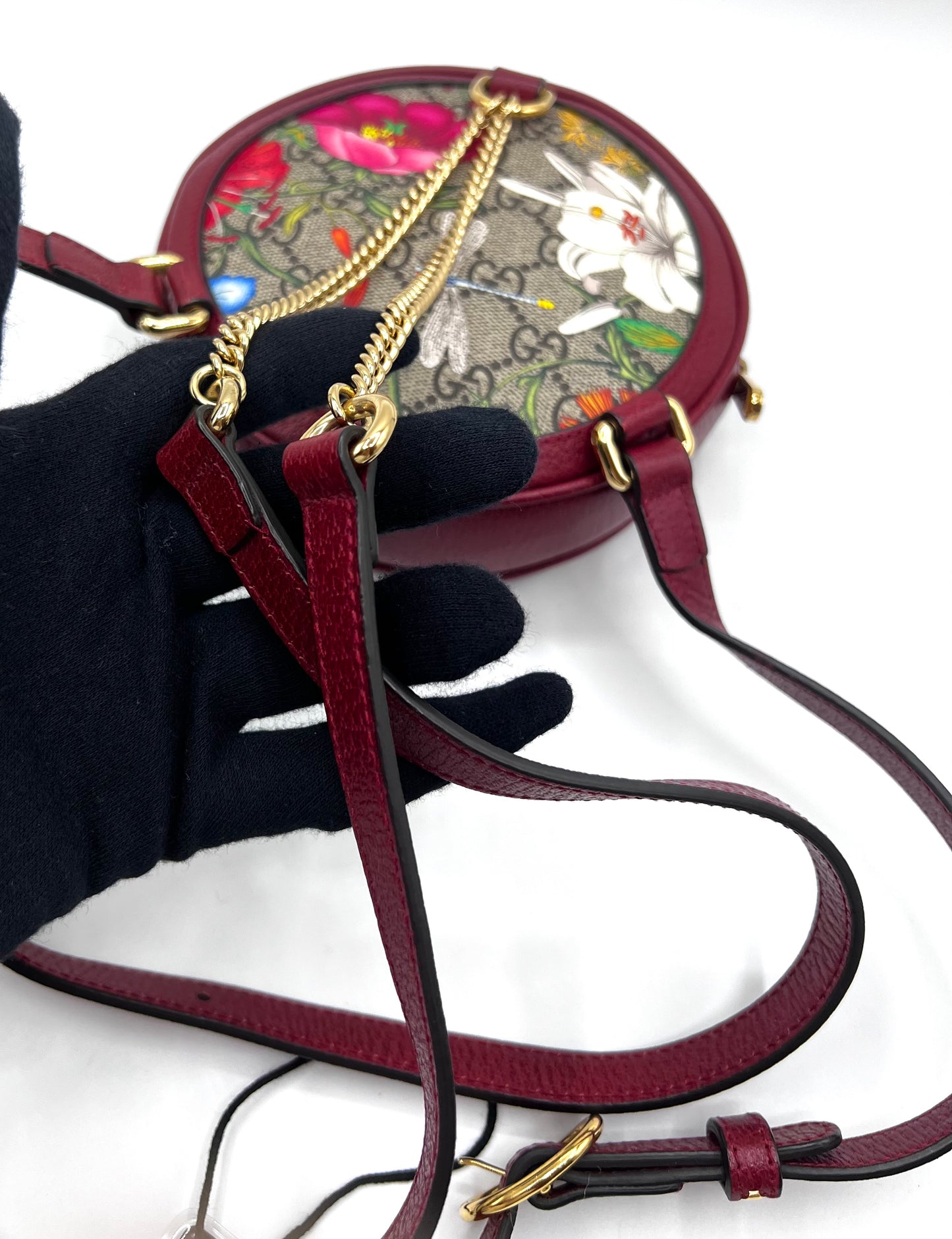 Gucci Ophidia GG Flora Mini Backpack in Red Leather and Canvas (🇵🇭P37,840)