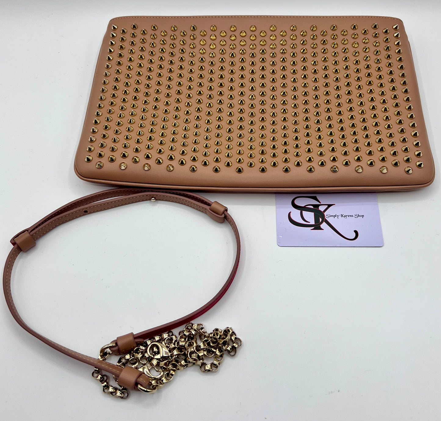 CHRISTIAN LOUBOUTIN LOUBIPOSH SPIKE STUD CLUTCH CROSSBODY BAG